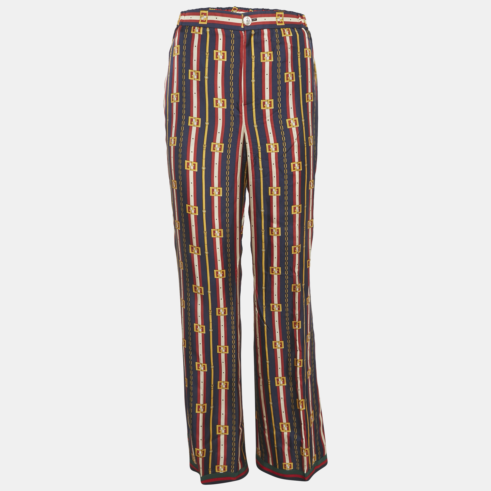 Gucci Blue/Red Striped Silk Web Detail Trousers M
Gucci Blue/Red Striped Silk Web Detail Trousers M