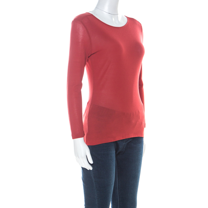 Gucci Rust Red Knit Long Sleeve Top M