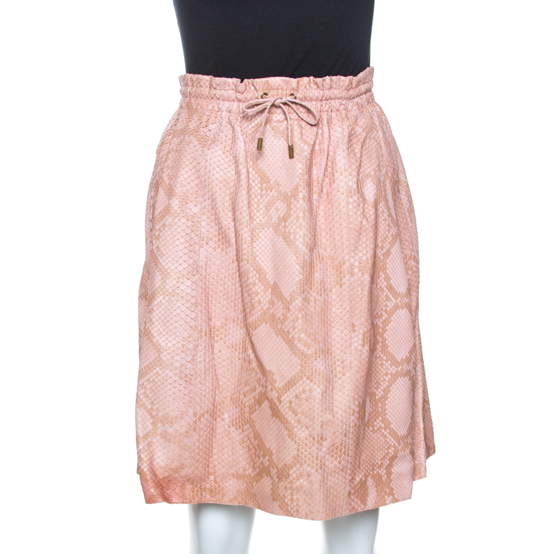 Gucci Pink Python Leather Skirt M