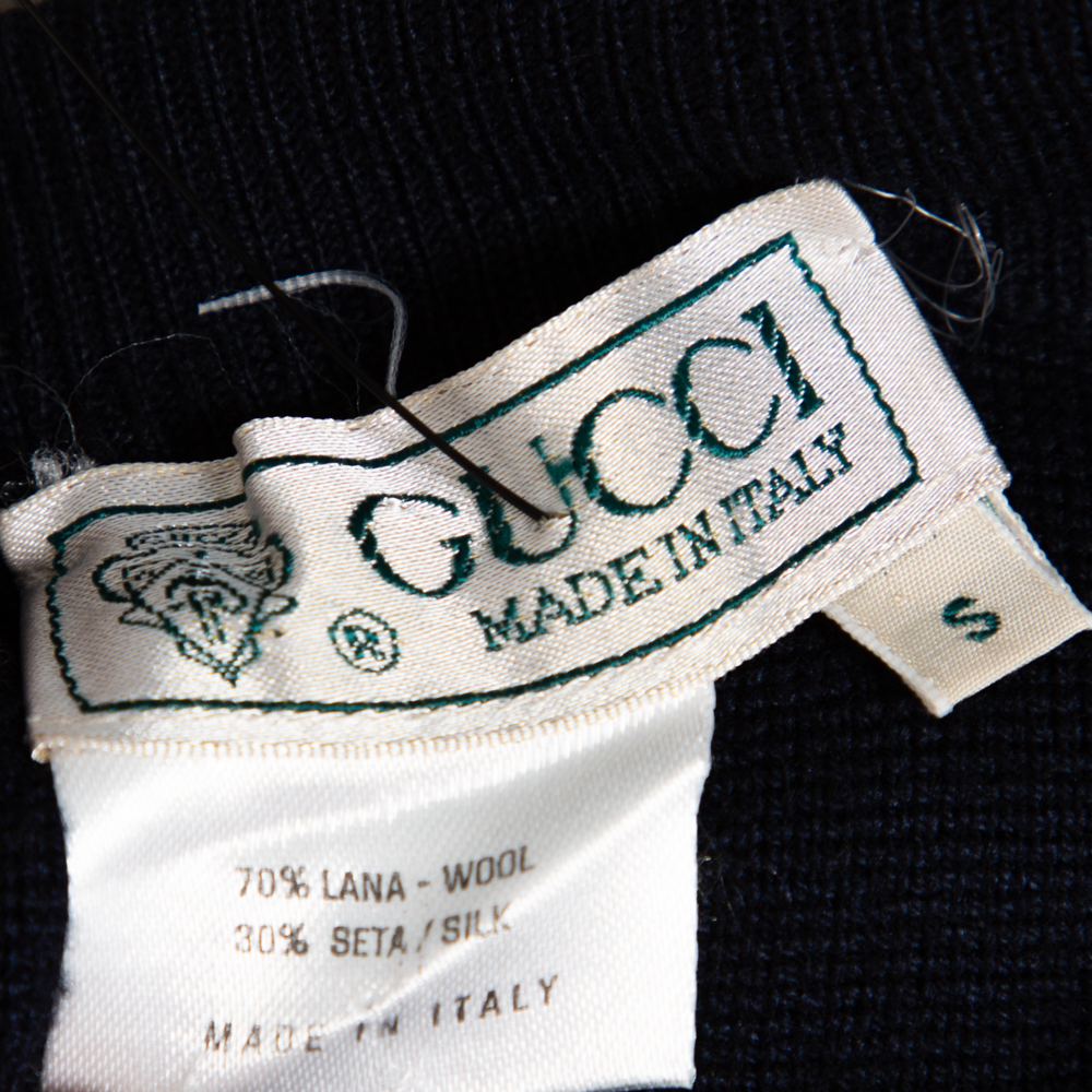 Gucci Vintage Navy Blue Wool & Silk Mini Skirt S