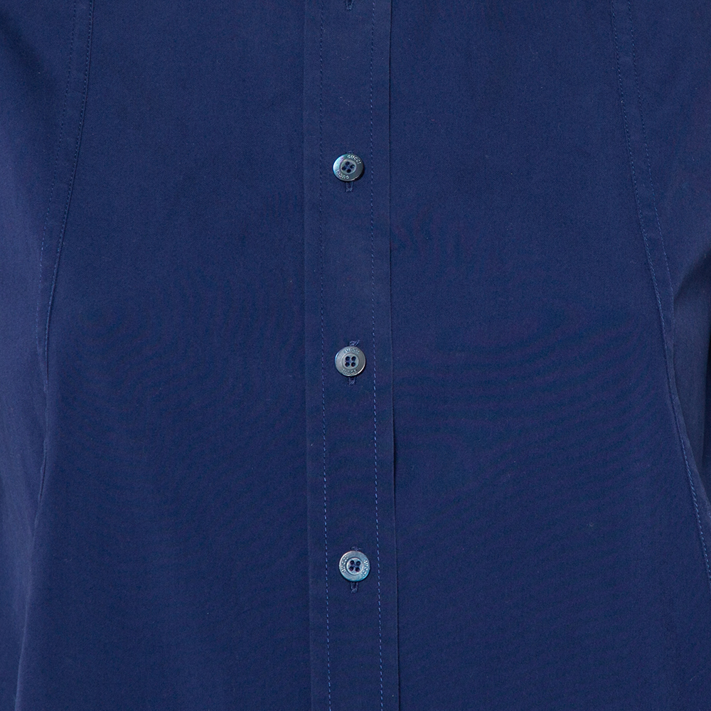 Gucci Navy Blue Cotton Paneled Button Front Shirt S