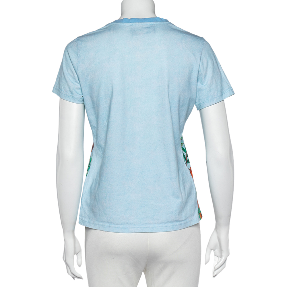 Gucci Unskilled Worker Blue Printed Cotton Short Sleeve T-Shirt S