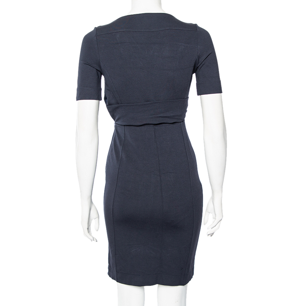 Gucci Navy Blue Knit Empire Waist Mini Dress XS