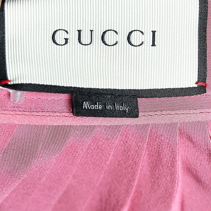 Gucci Pink Crepe De Chine Pleated Midi Skirt S