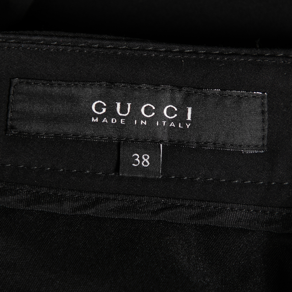 Gucci Black Stretch Cotton Buckle Hem Pants S