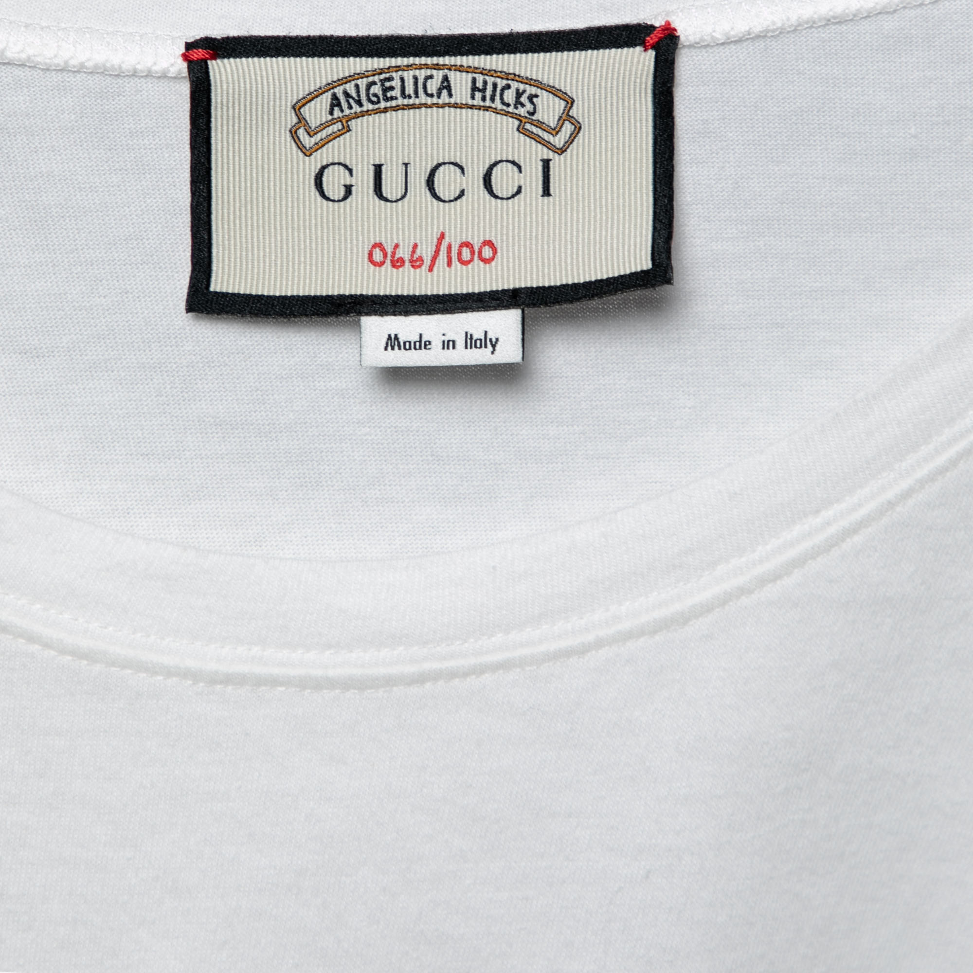 Gucci White Cotton Angelica Hicks Printed Limited Edition Crew Neck Top M