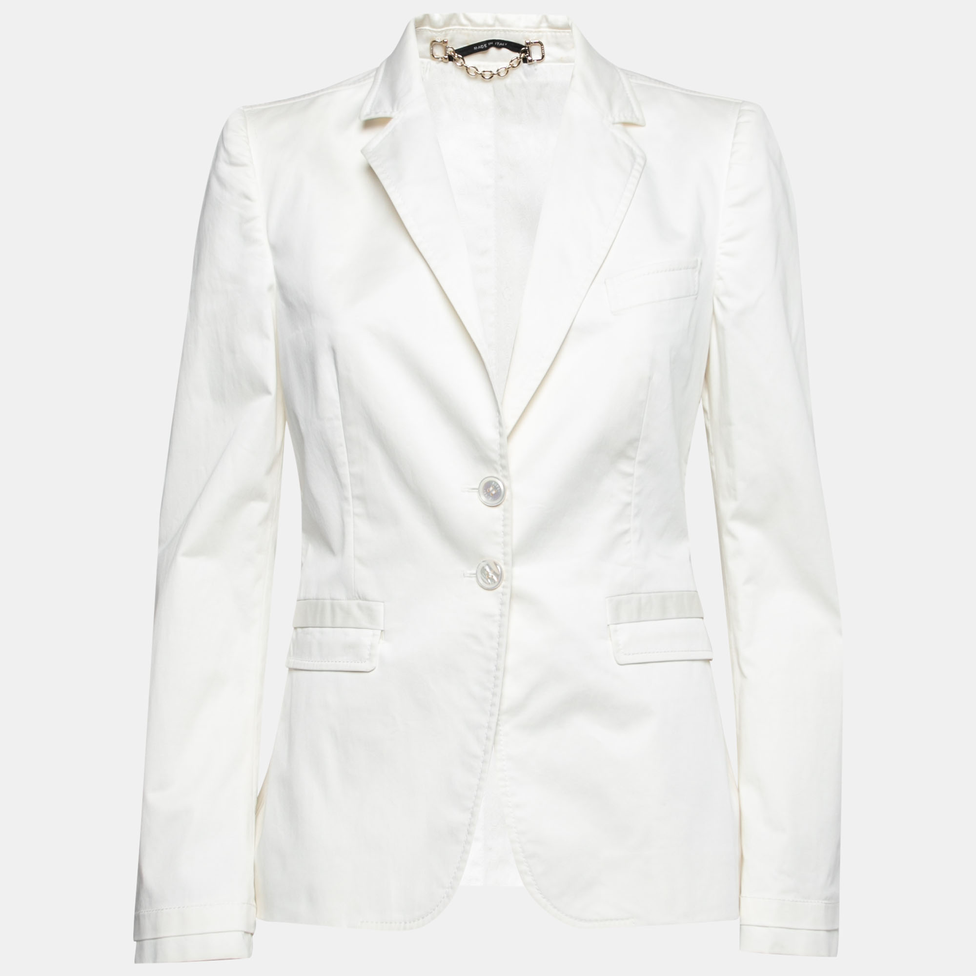 白色棉质长袖运动夹克