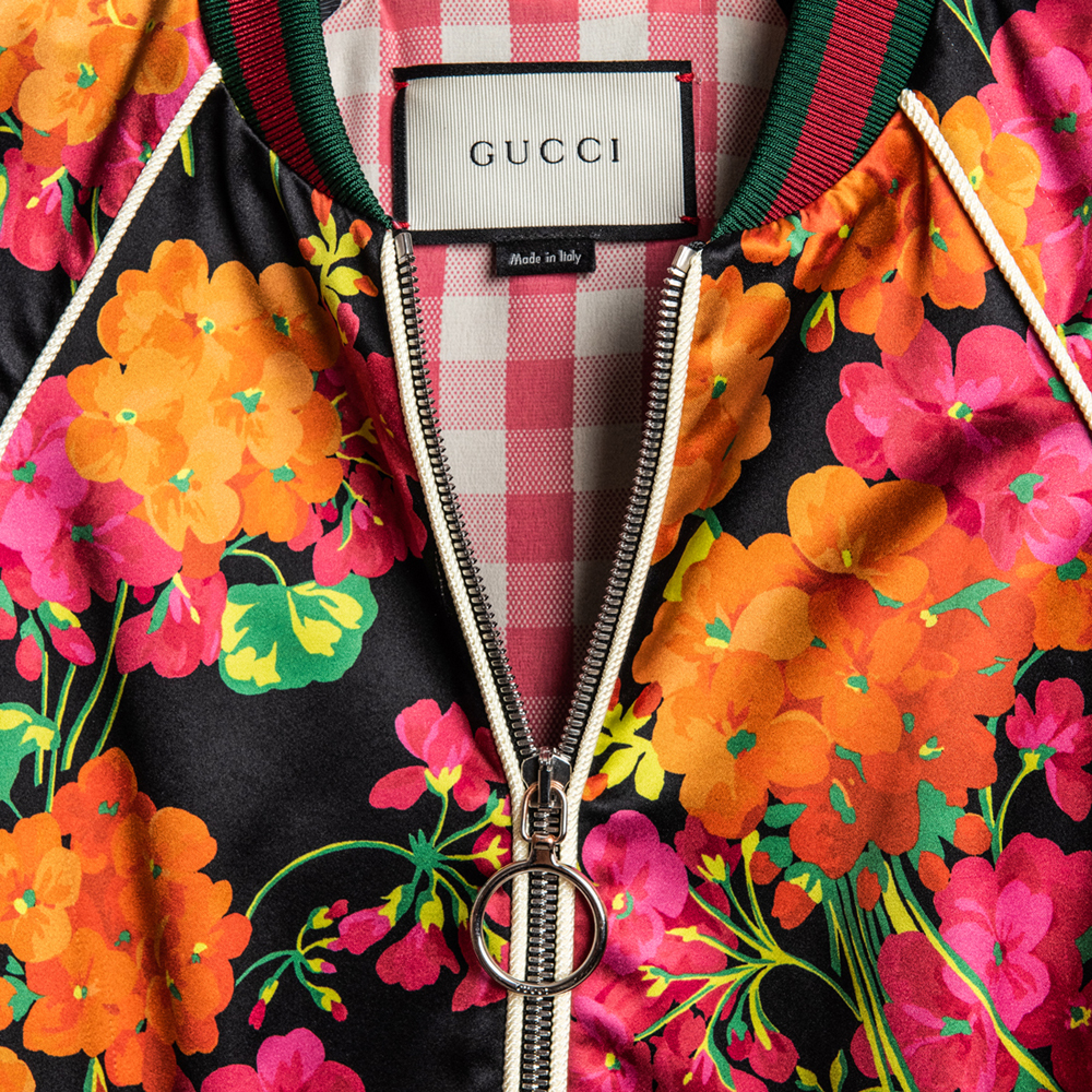 Gucci Flower Printed Silk Bomber S (IT 38)