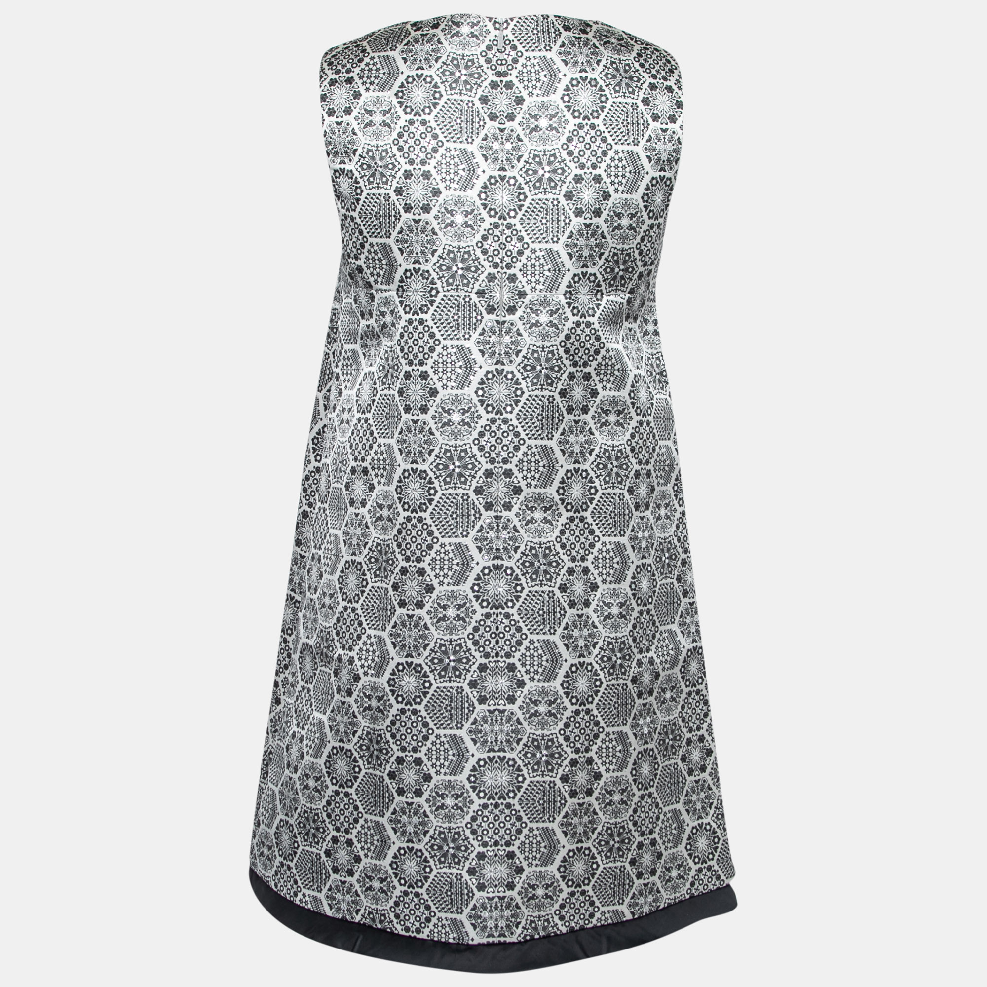 

Gucci Black Monochrome Metallic Floral Jacquard Shift Dress
