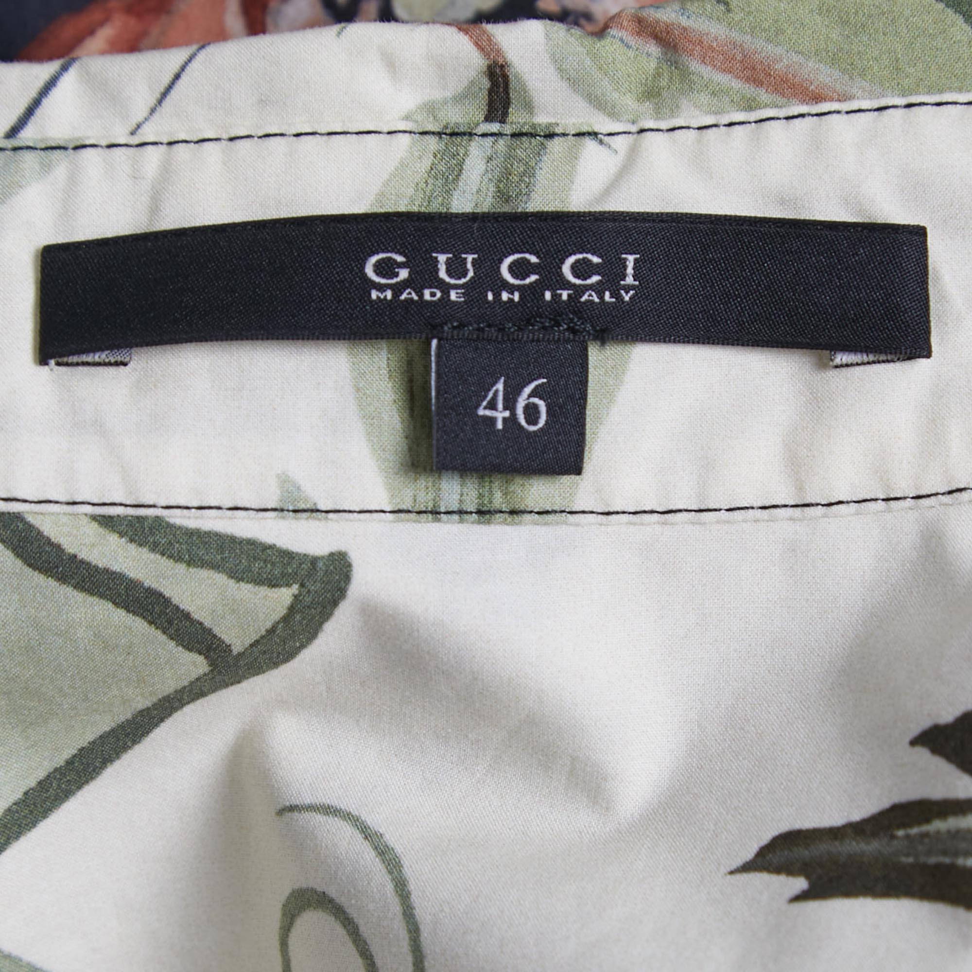 Gucci Black Floral Printed Cotton Shirt L