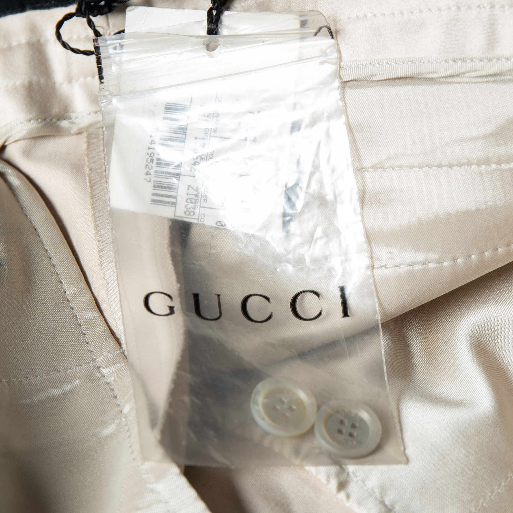 Gucci Cream Cotton Bow Detail Bootcut Trousers M