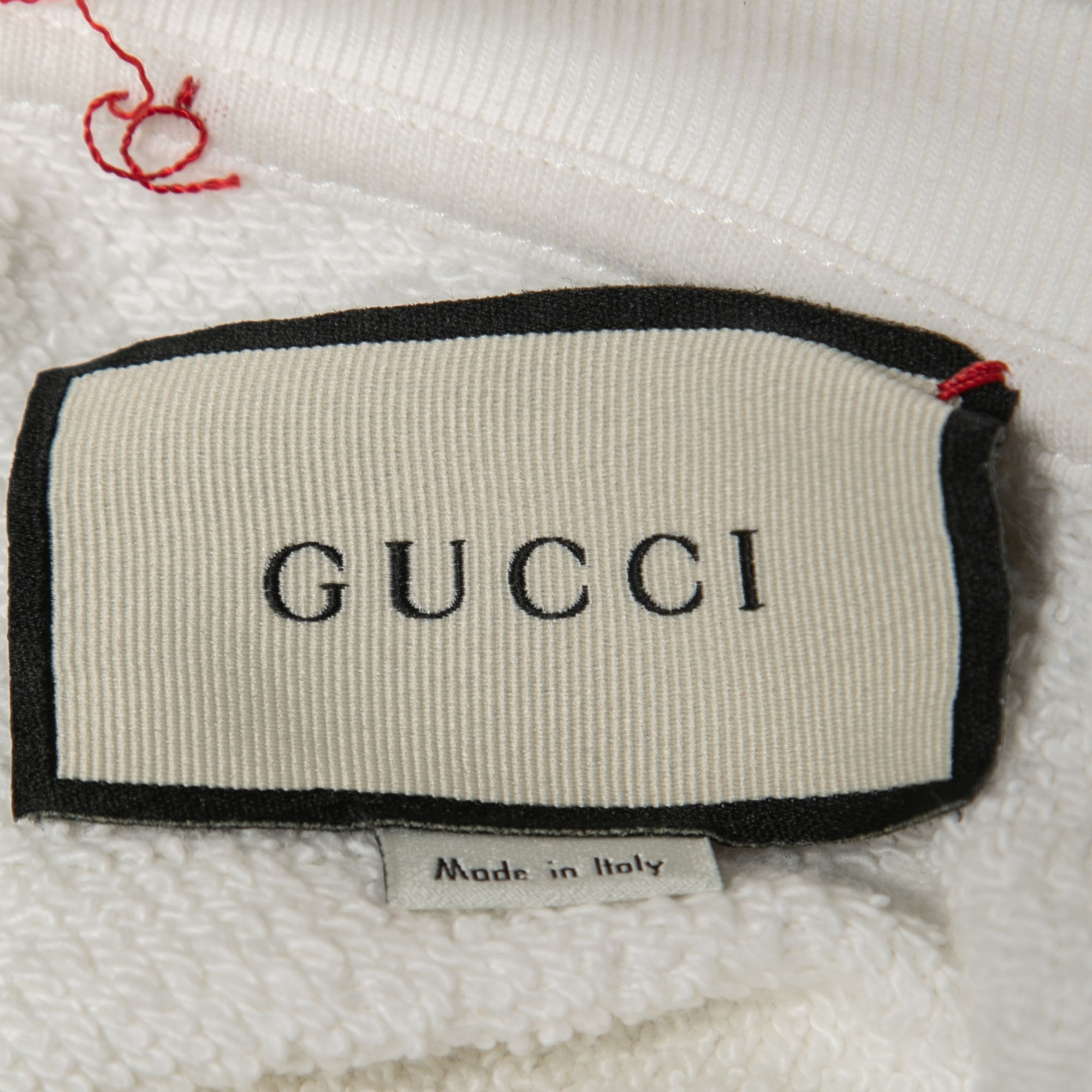 Gucci White Hawaii Glitter Print Cotton Knit Cropped T-Shirt XS
