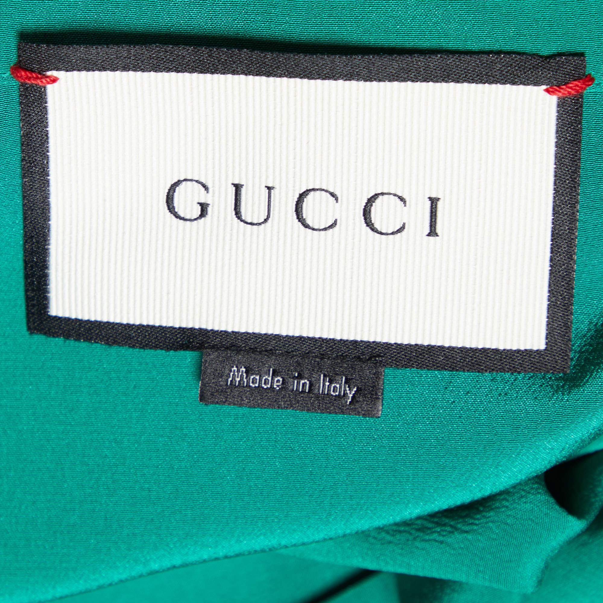 Gucci Green Silk Ruffle Detail Button Front Shirt M