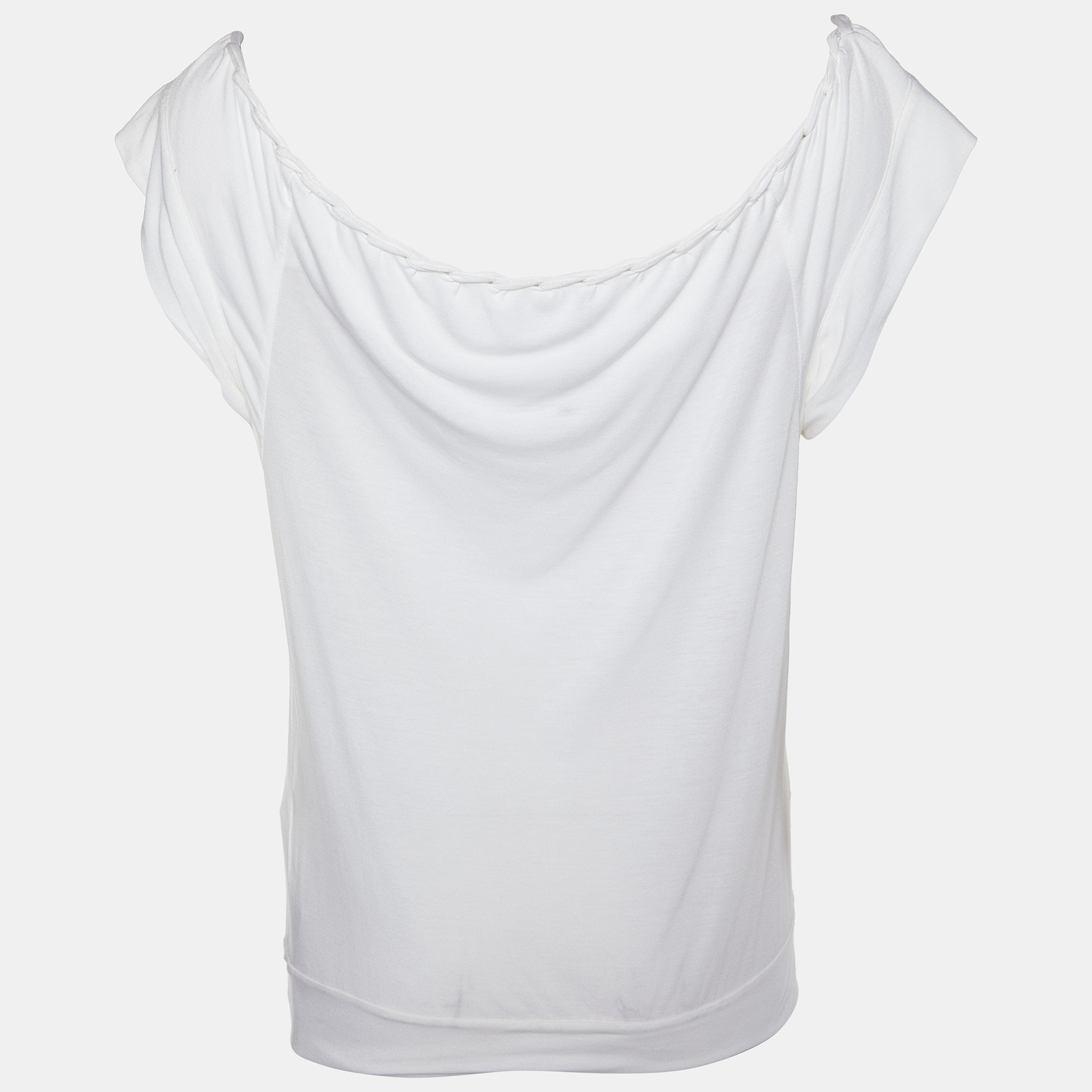 Gucci White Modal Knit Boat Neck T-Shirt M