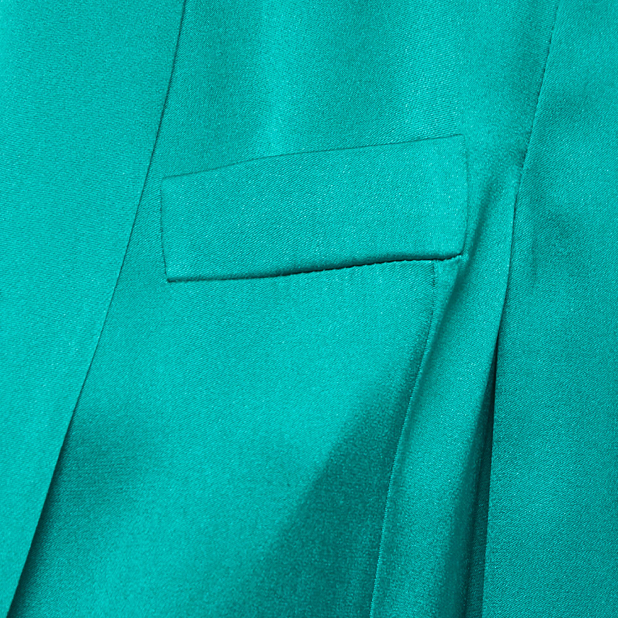 Gucci Green Silk Satin Button Front Blazer M