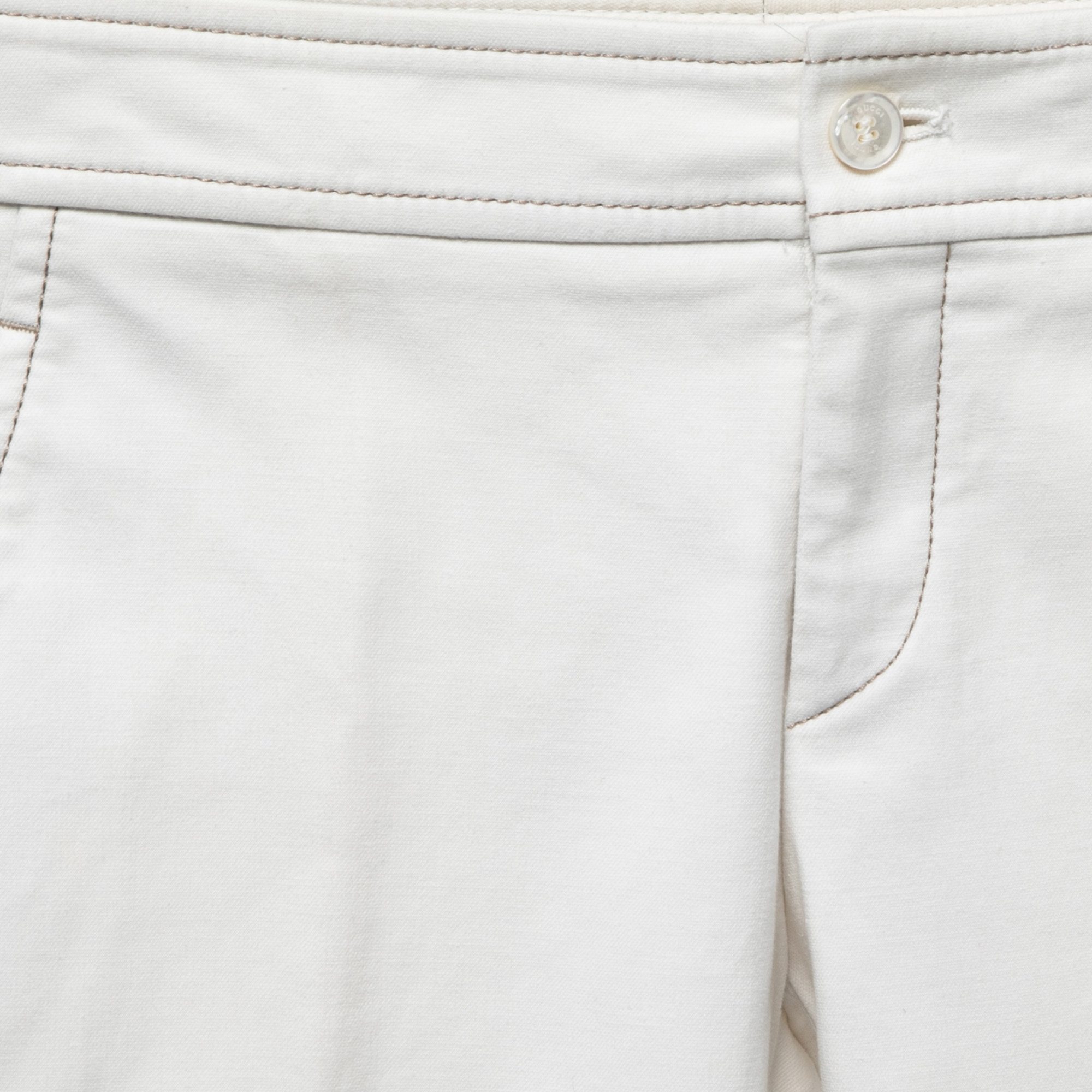 Gucci Off White Cotton Trousers S