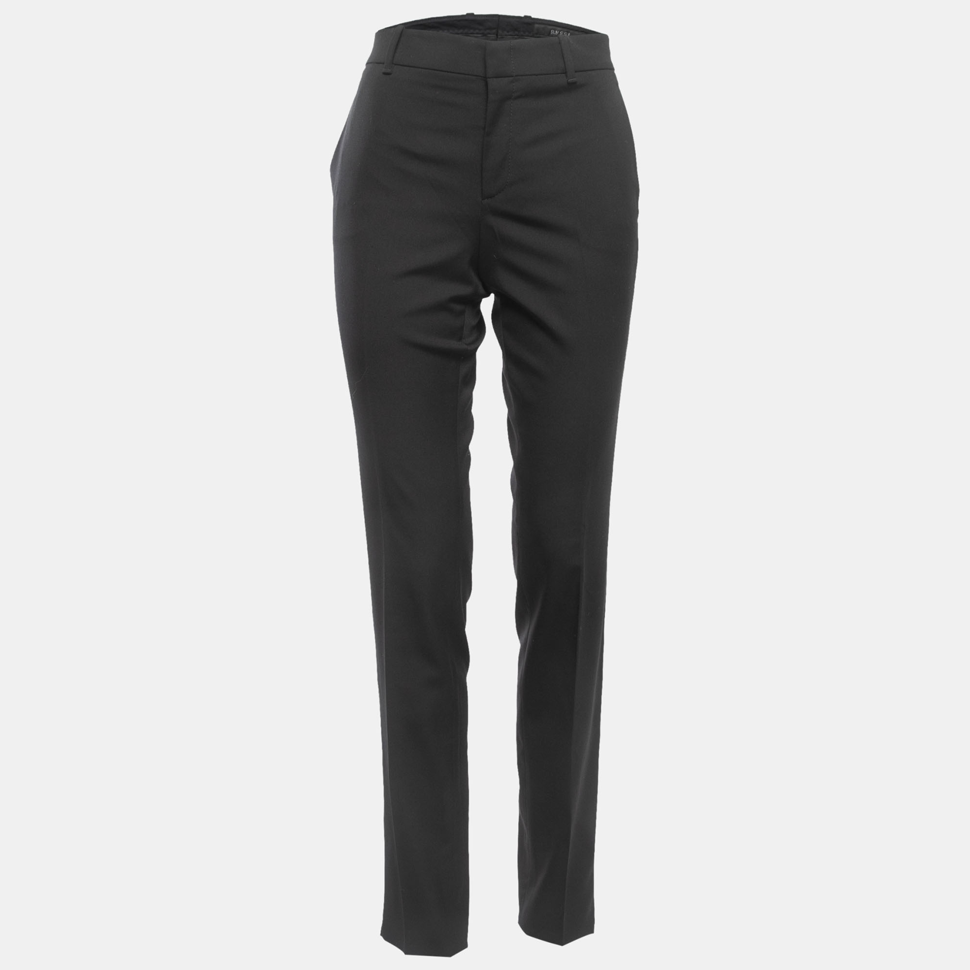Gucci Black Wool Side Stripe Detail Tapered Trousers M