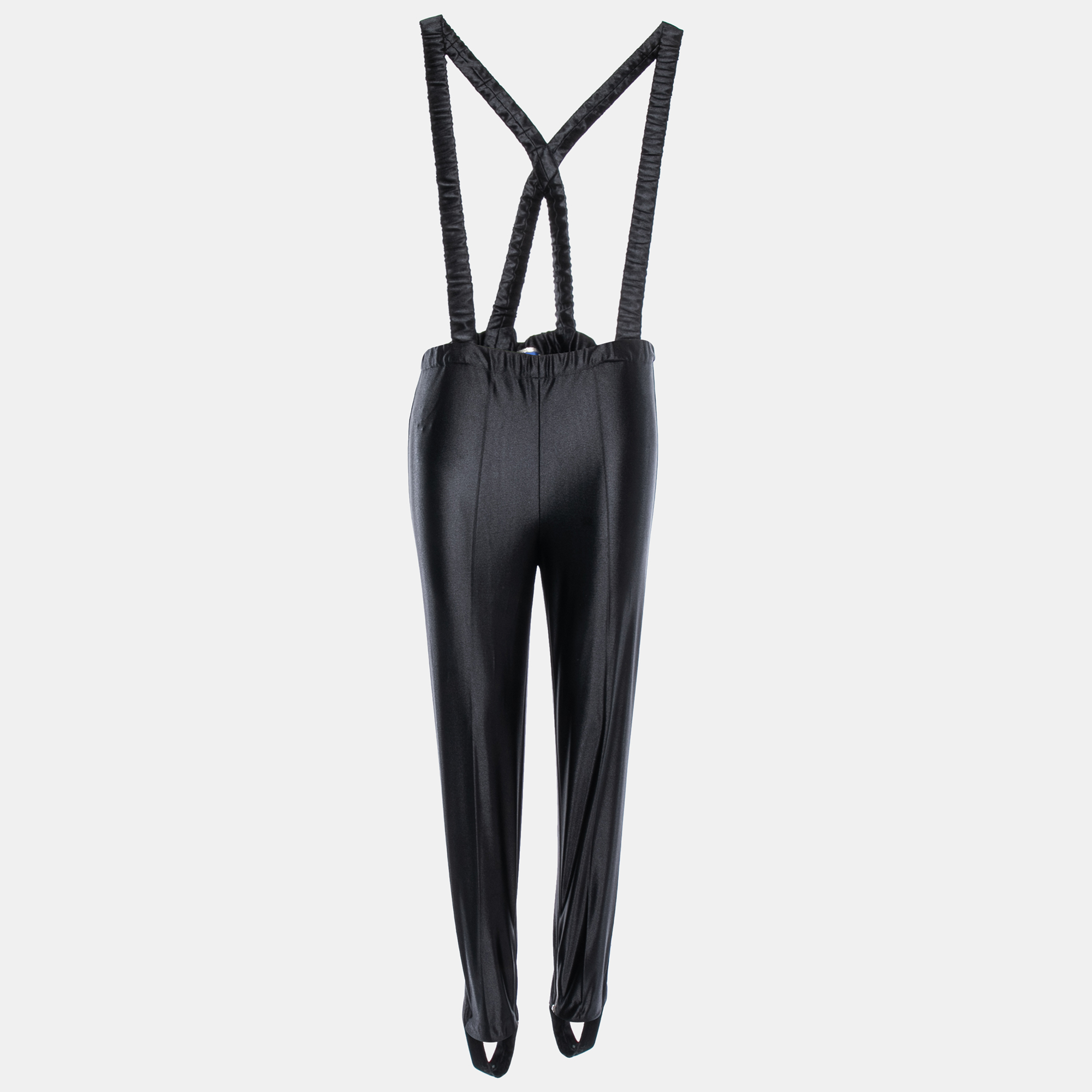 Gucci black synthetic suspender pants xs