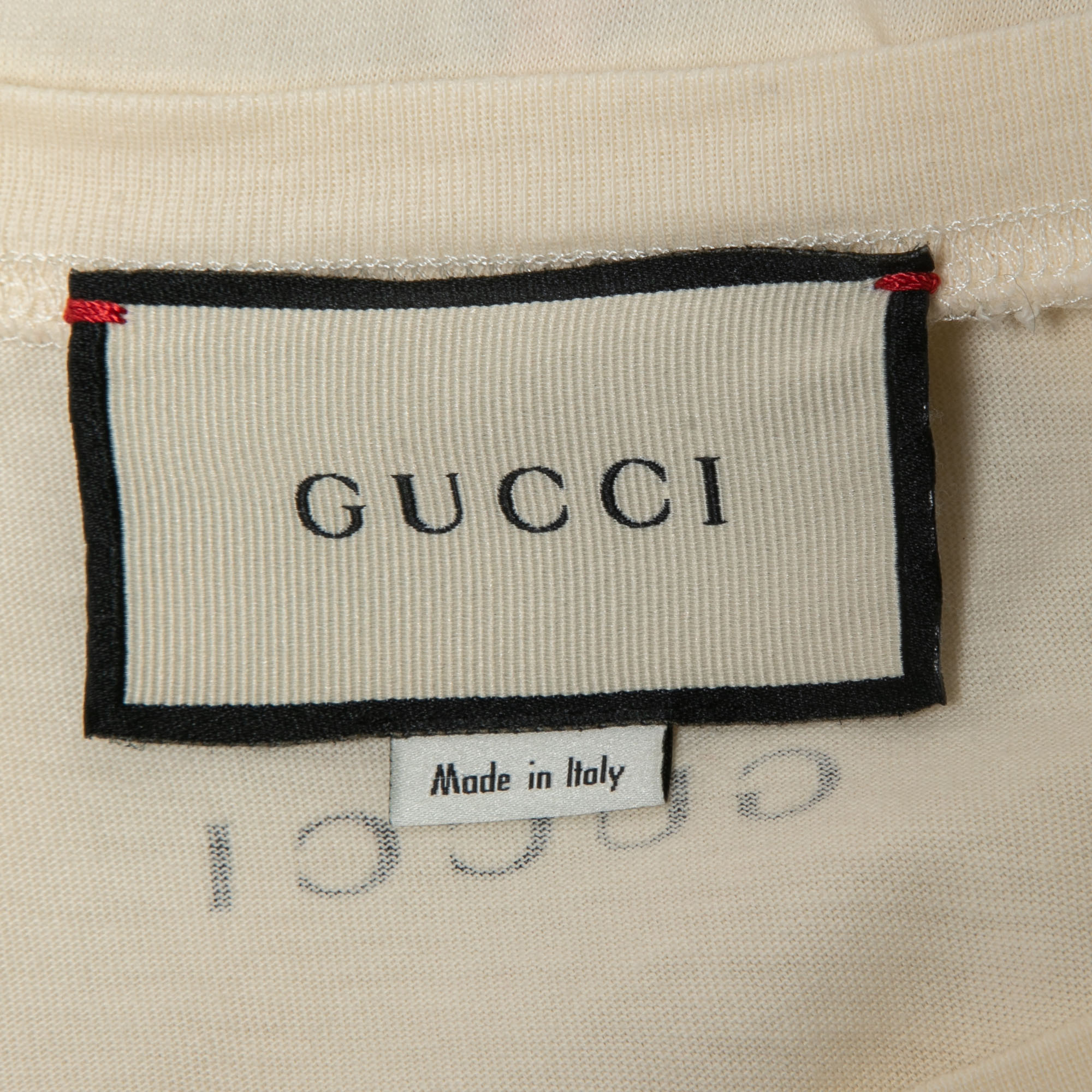 Gucci Cream Tiger Print Sequined Cotton Crew Neck Half Sleeve T-Shirt S