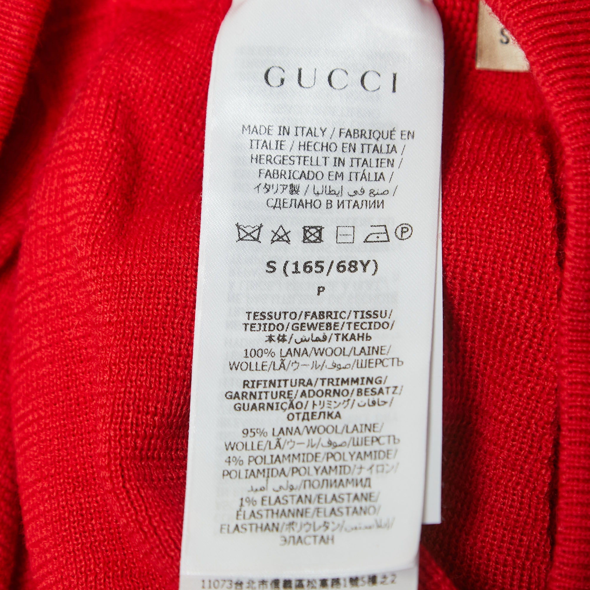 Gucci Cream/Red Wool Elasticized Waist Pleated Midi Skirt S