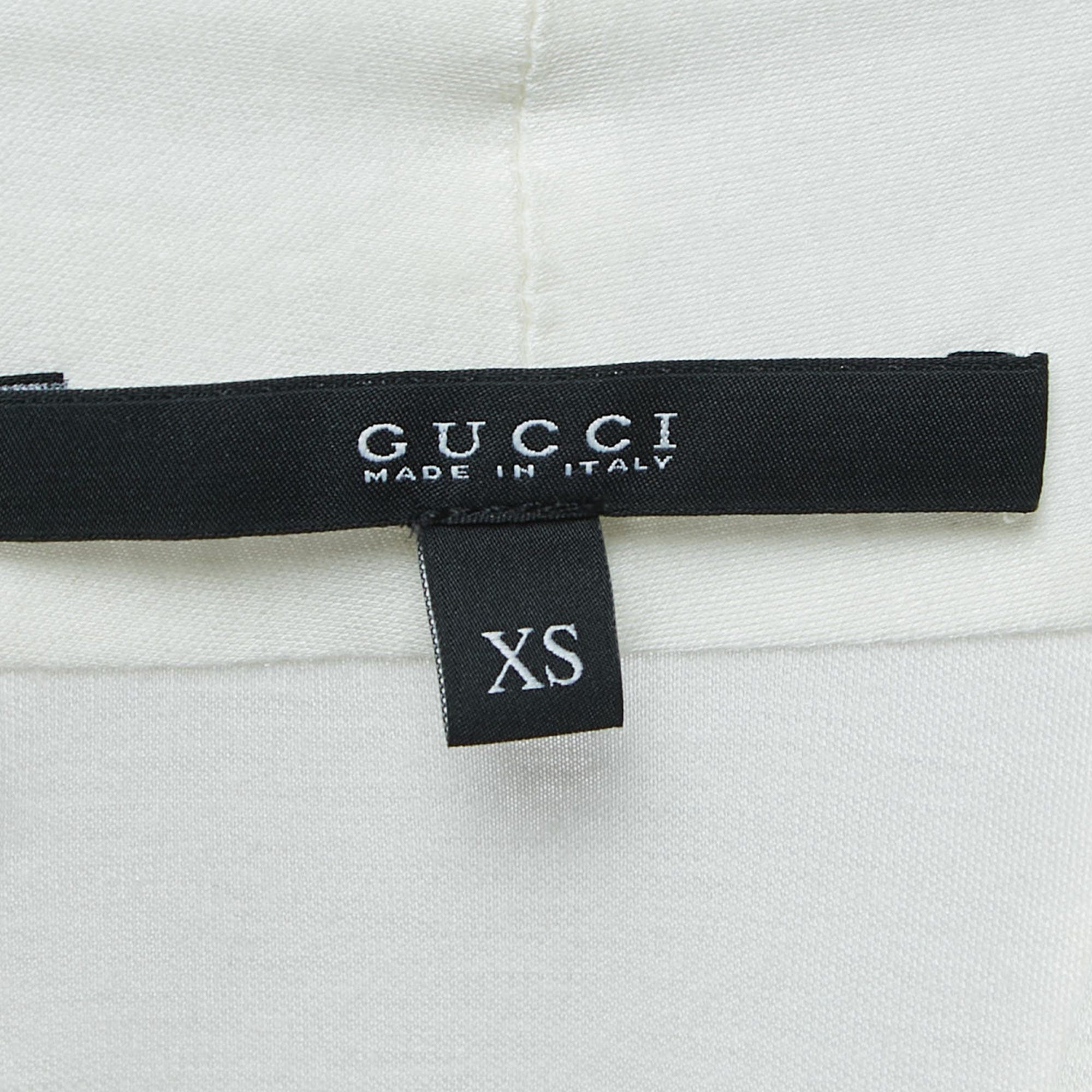 Gucci White Modal Web Stripe Detailed Long Sleeve Top XS