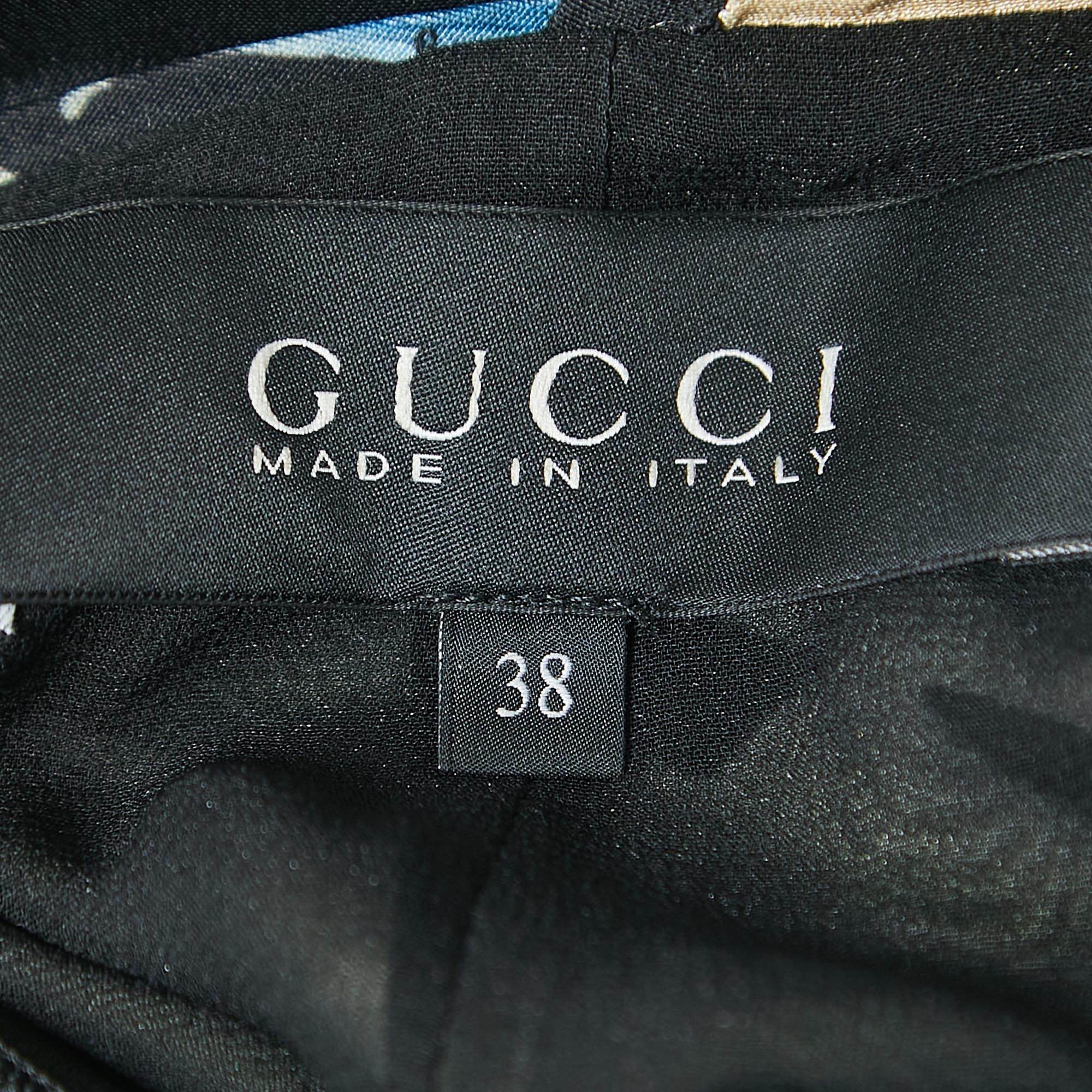 Gucci Black Floral Print Silk Halter Neck Slit Detail Maxi Dress S