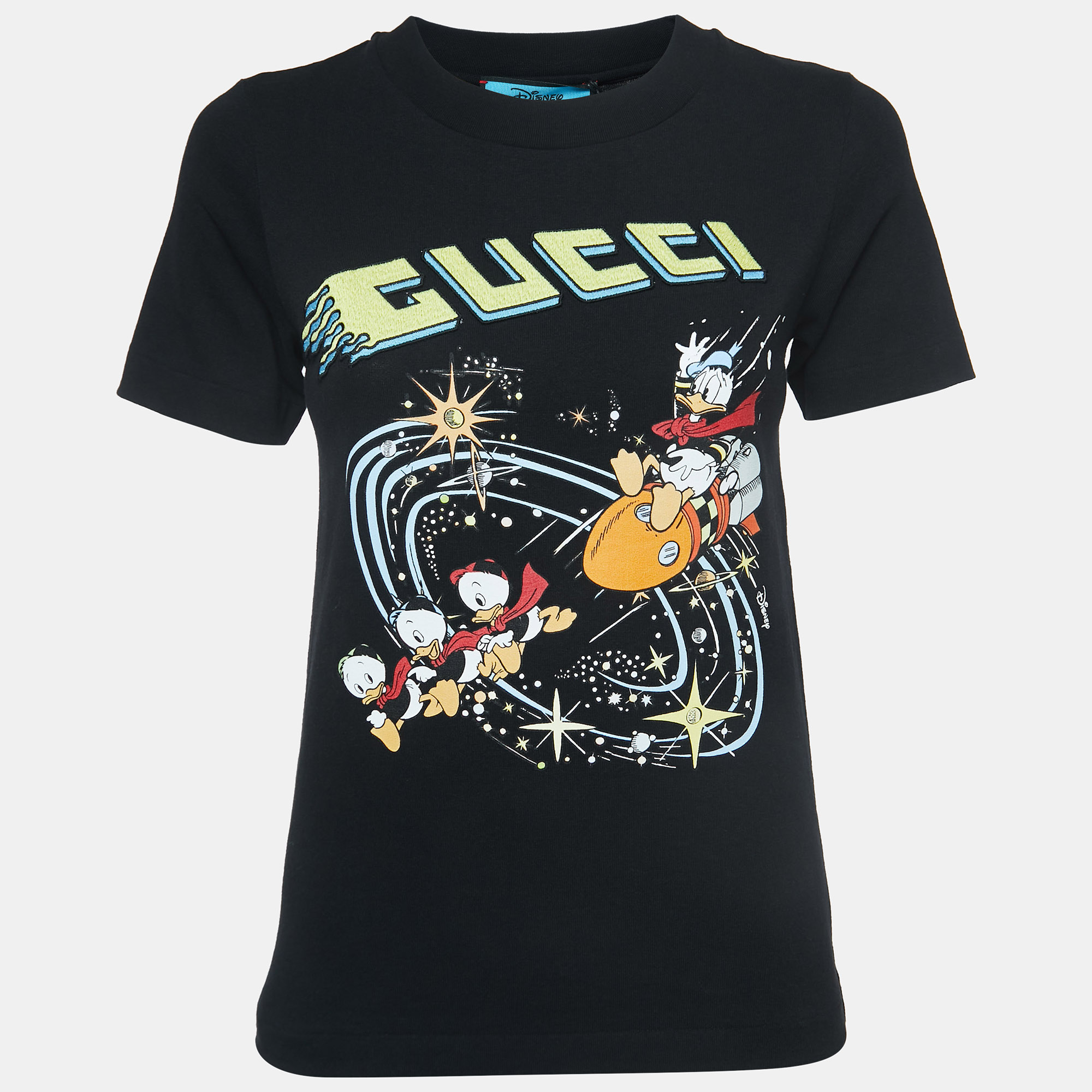 Gucci X Disney Black Donald Duck Rocket Print Short Sleeve T-Shirt XXS
