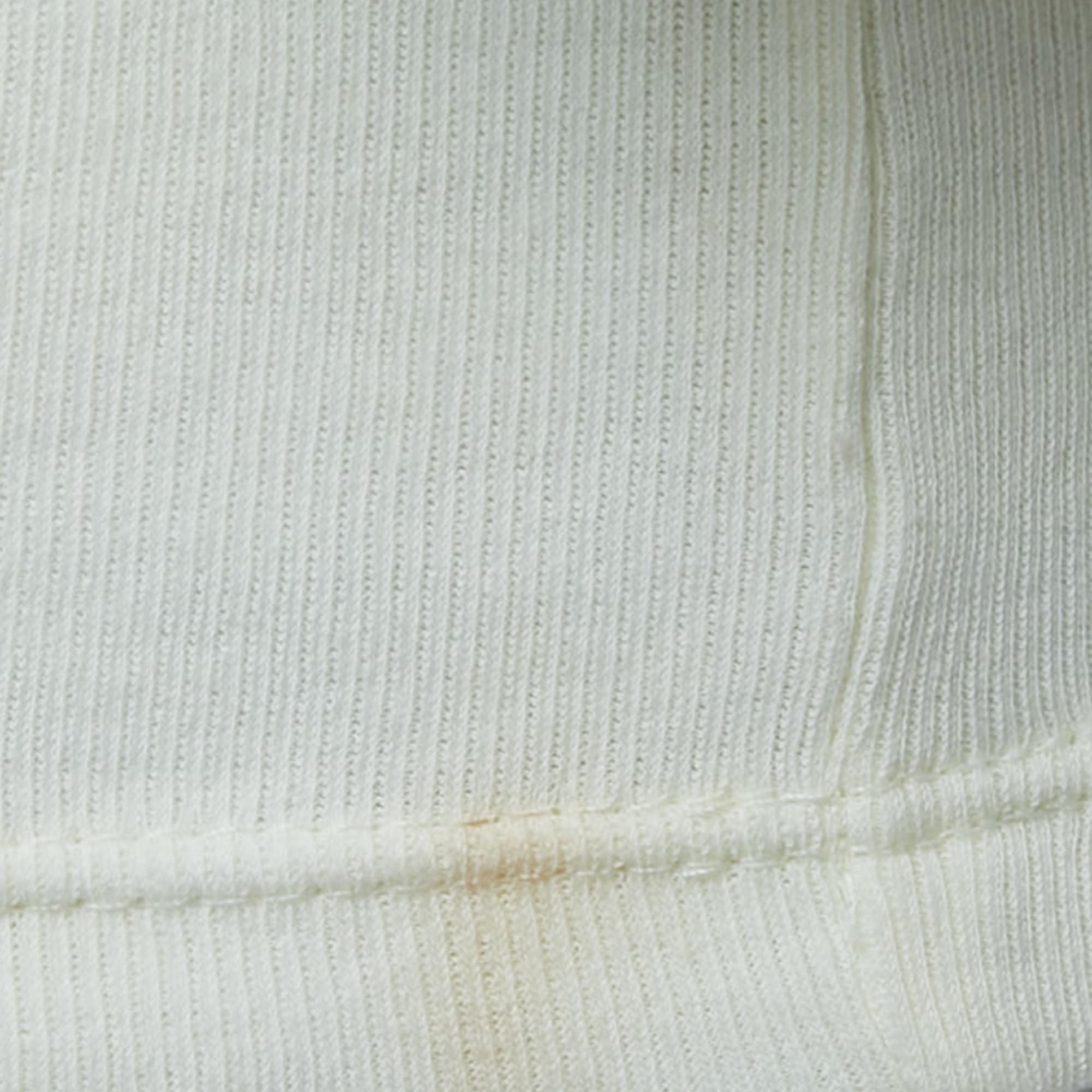 Gucci Cream Logo Tennis Embroidered Cotton Short Sleeve T-Shirt S