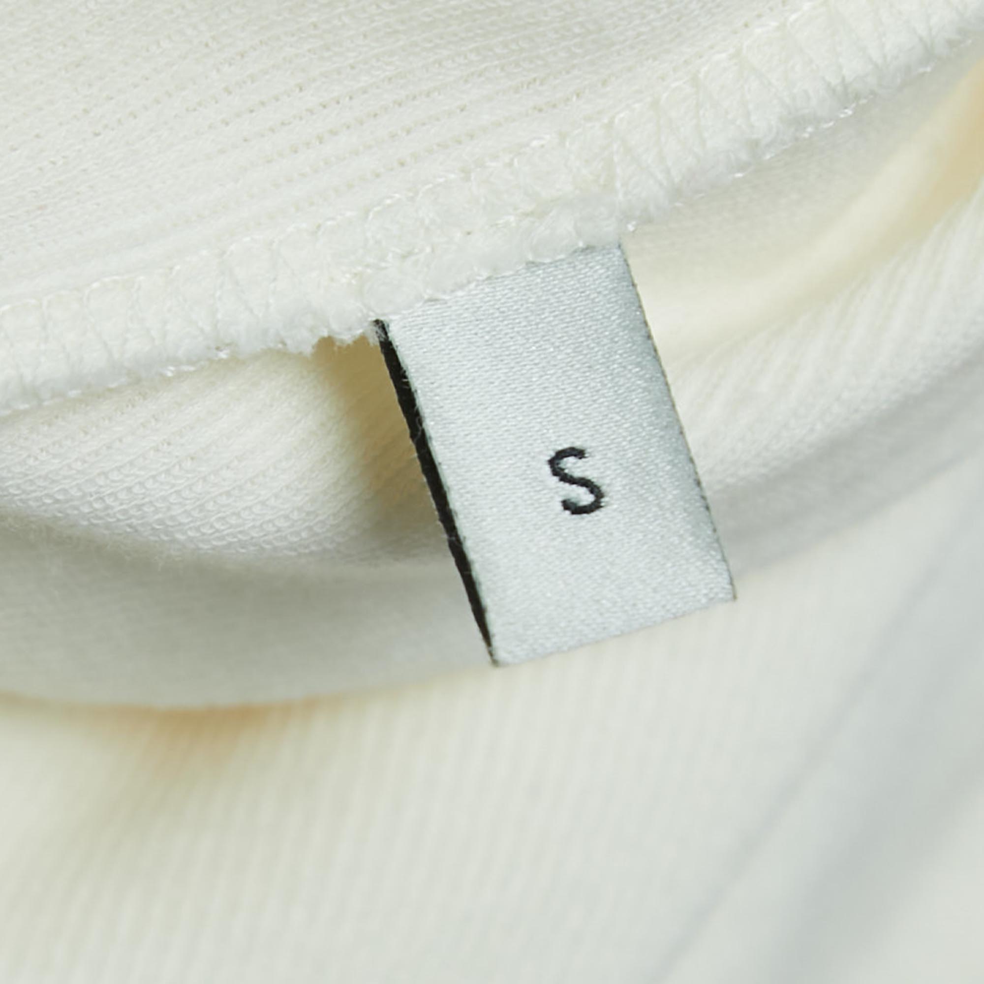 Gucci Cream Logo Tennis Embroidered Cotton Short Sleeve T-Shirt S