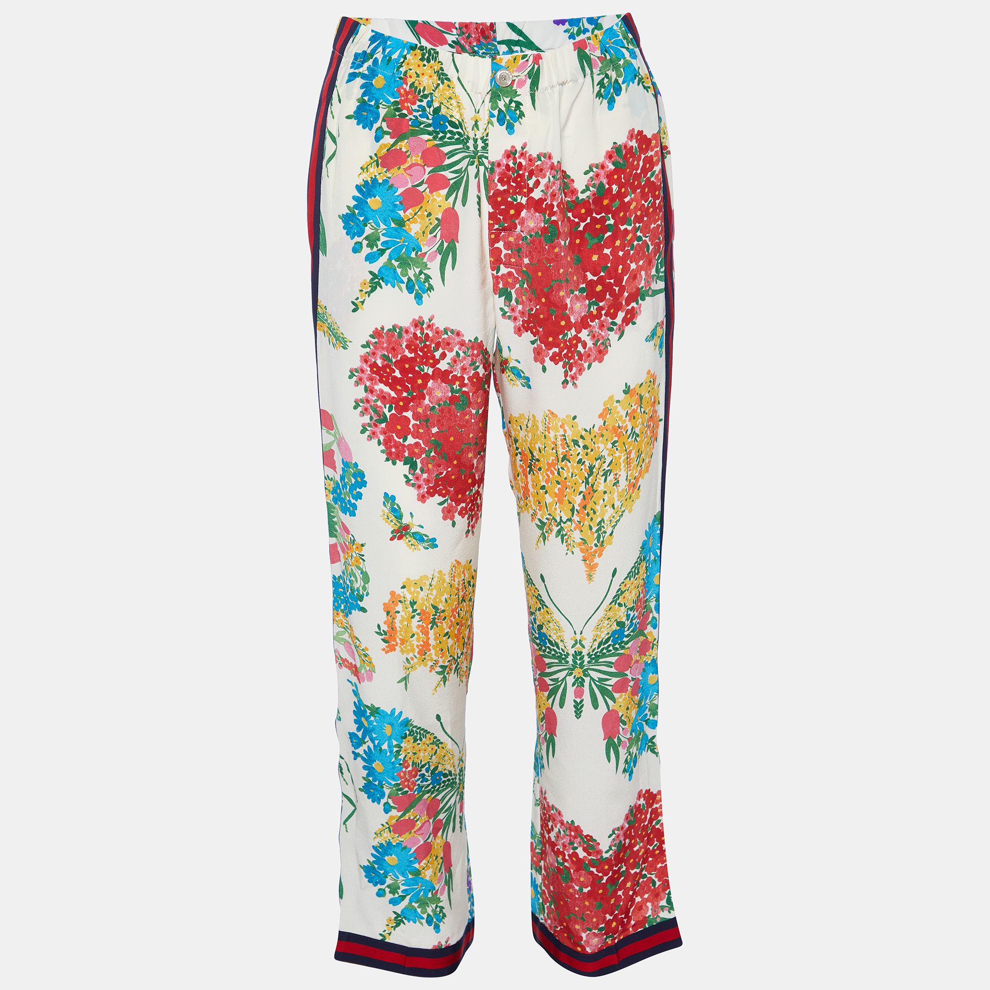 Gucci Multicolor Corsage Printed Silk Pajama Pants S