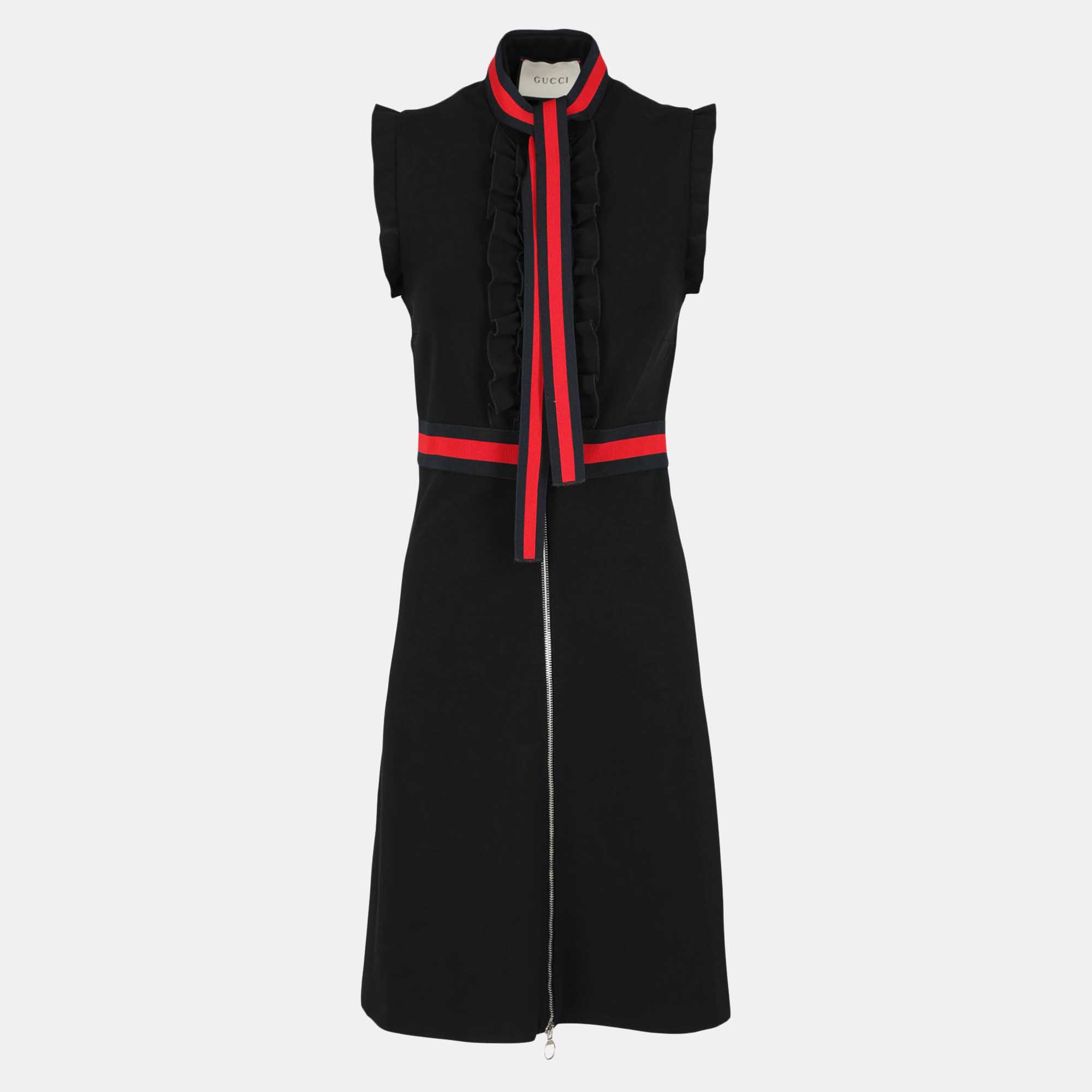 Gucci  Women's Synthetic Fibers Longuette Dress - Black - M