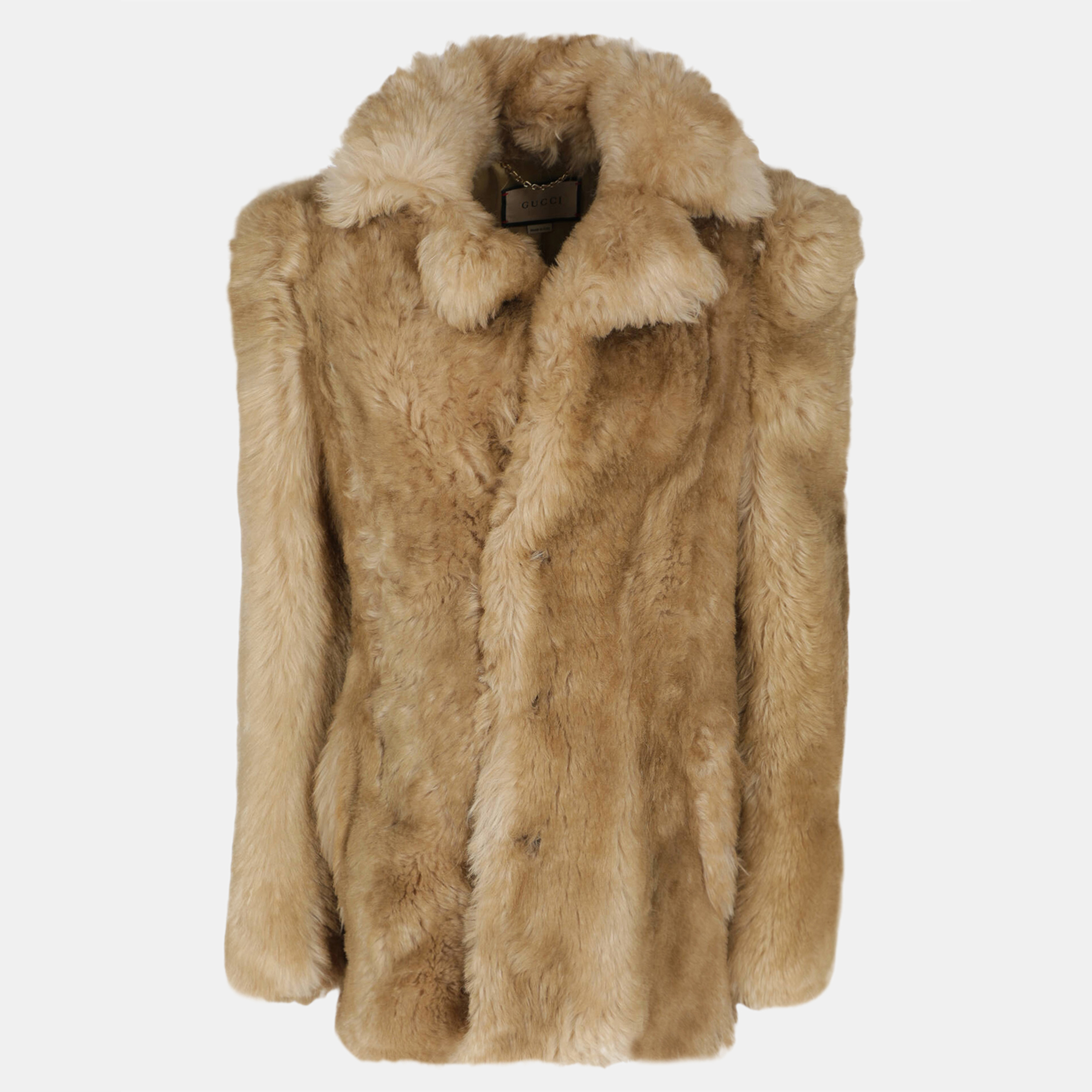Gucci  Women's Leather Fur Coat - Beige - M