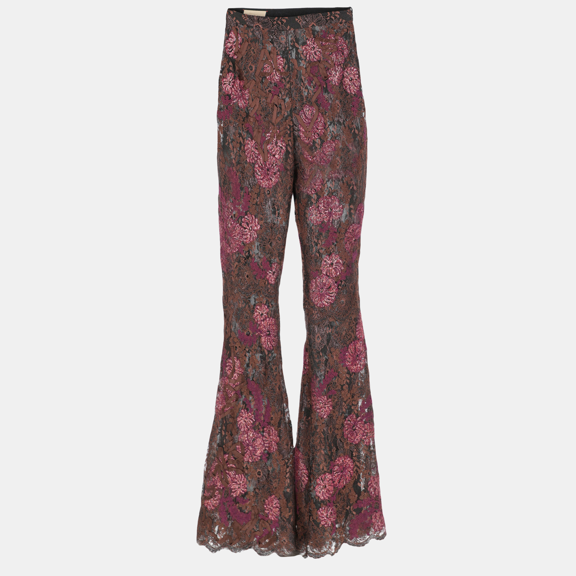 Gucci  Women's Synthetic Fibers Trousers - Brown - M