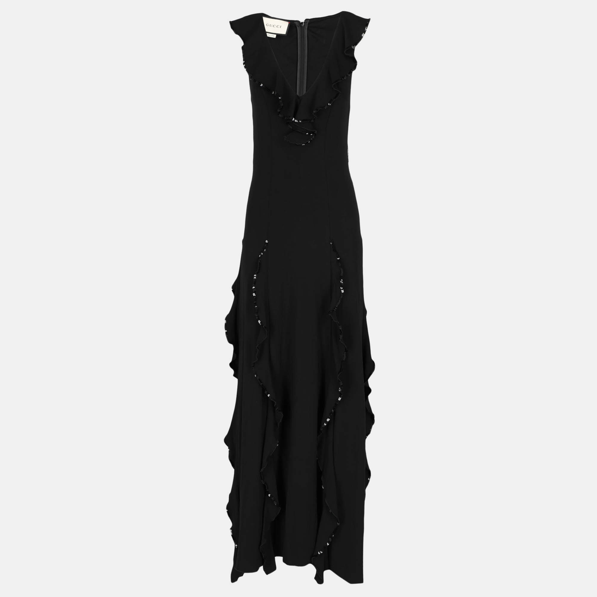 Gucci  Women's Fabric Long Dress - Black - M