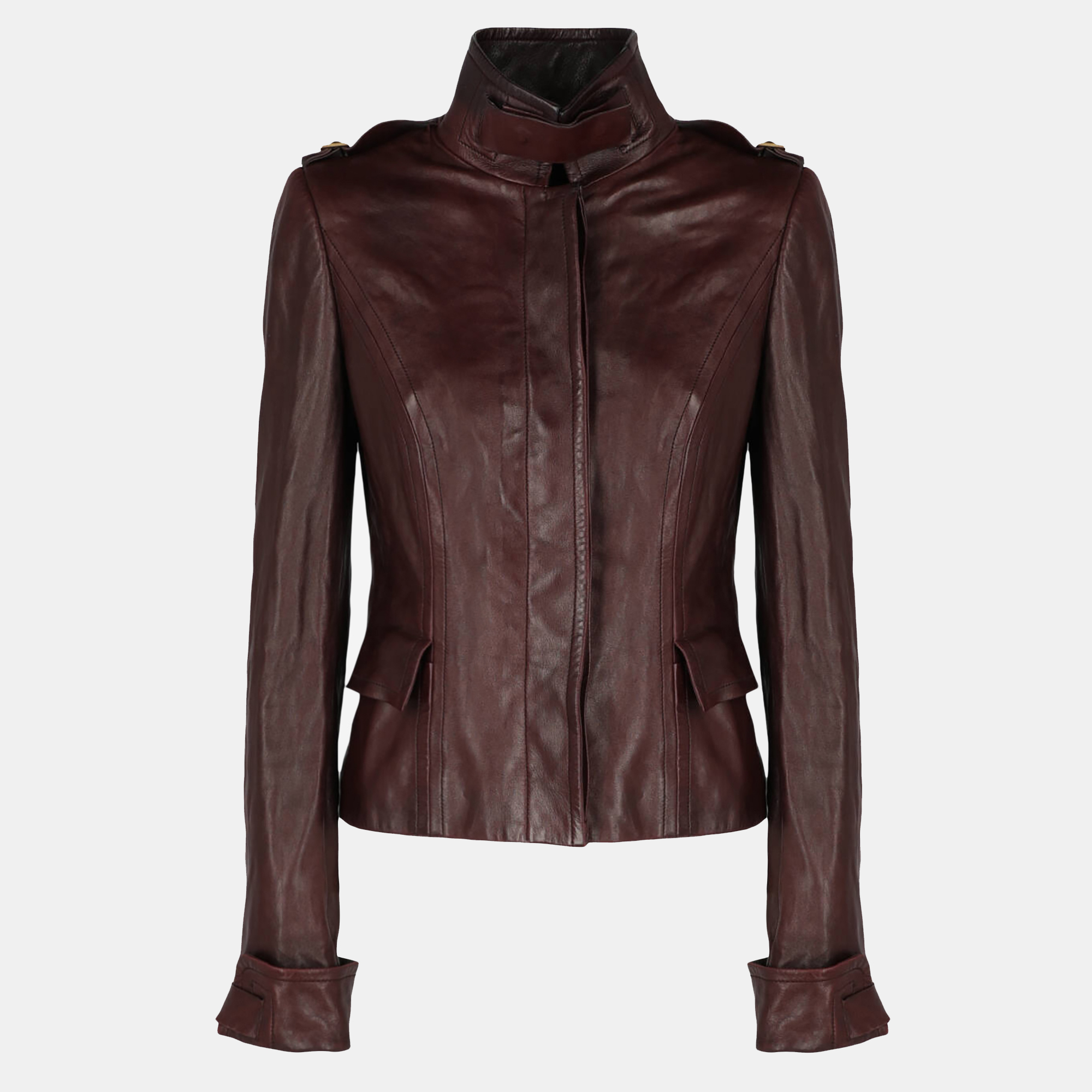 Gucci  Women's Leather Jacket - Burgundy - S