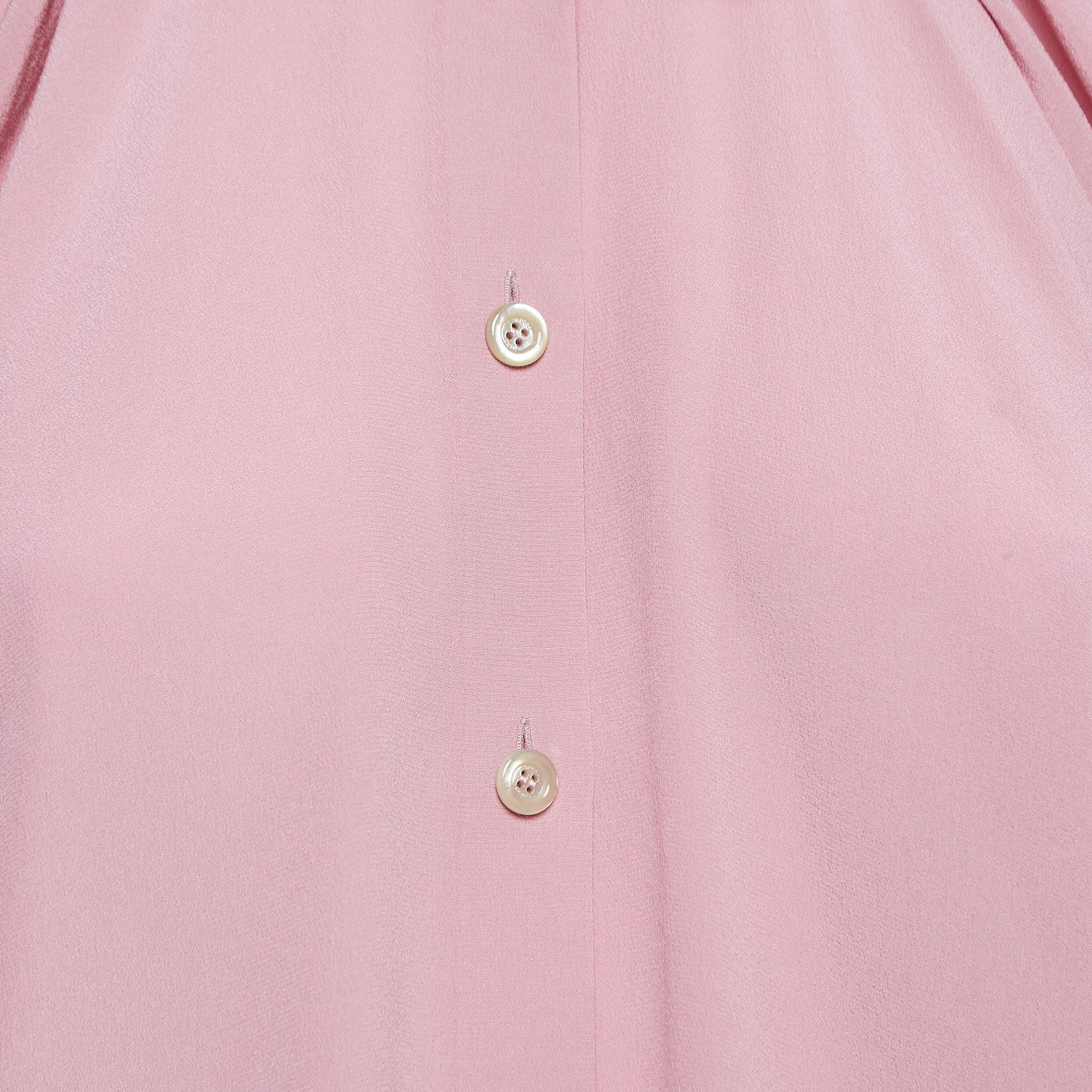 Gucci Pink Silk Button Front Shirt Blouse M