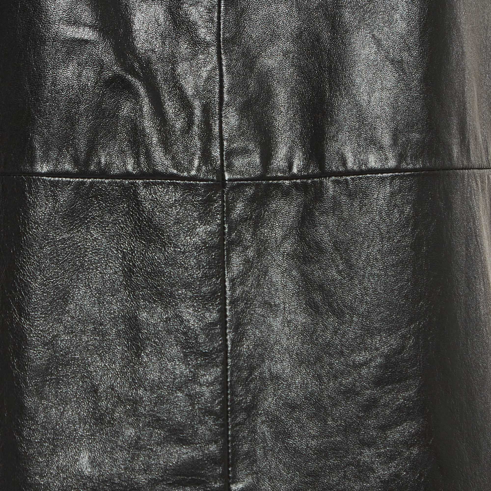 Gucci Black Leather Sleeveless Mini Dress S