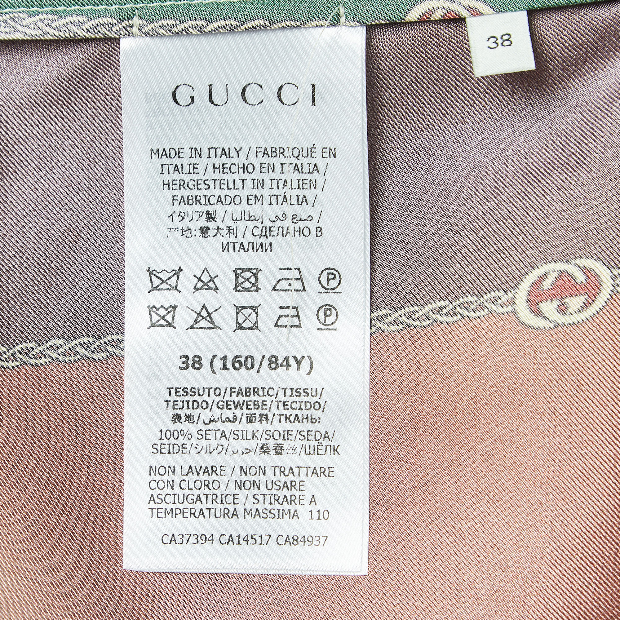 Gucci Multicolor Chain Print Silk Buttoned Midi Shirt Dress S