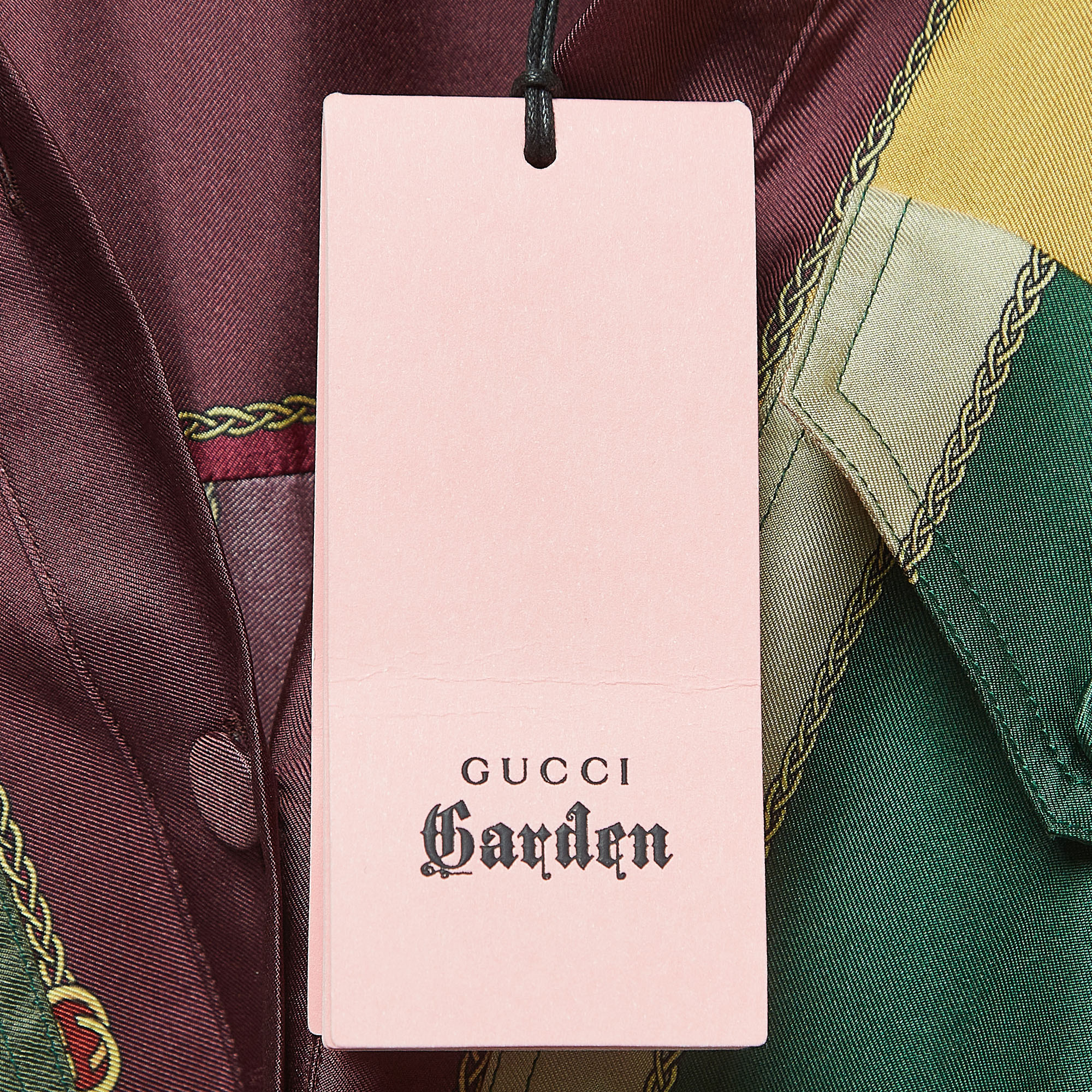 Gucci Multicolor Chain Print Silk Buttoned Midi Shirt Dress S