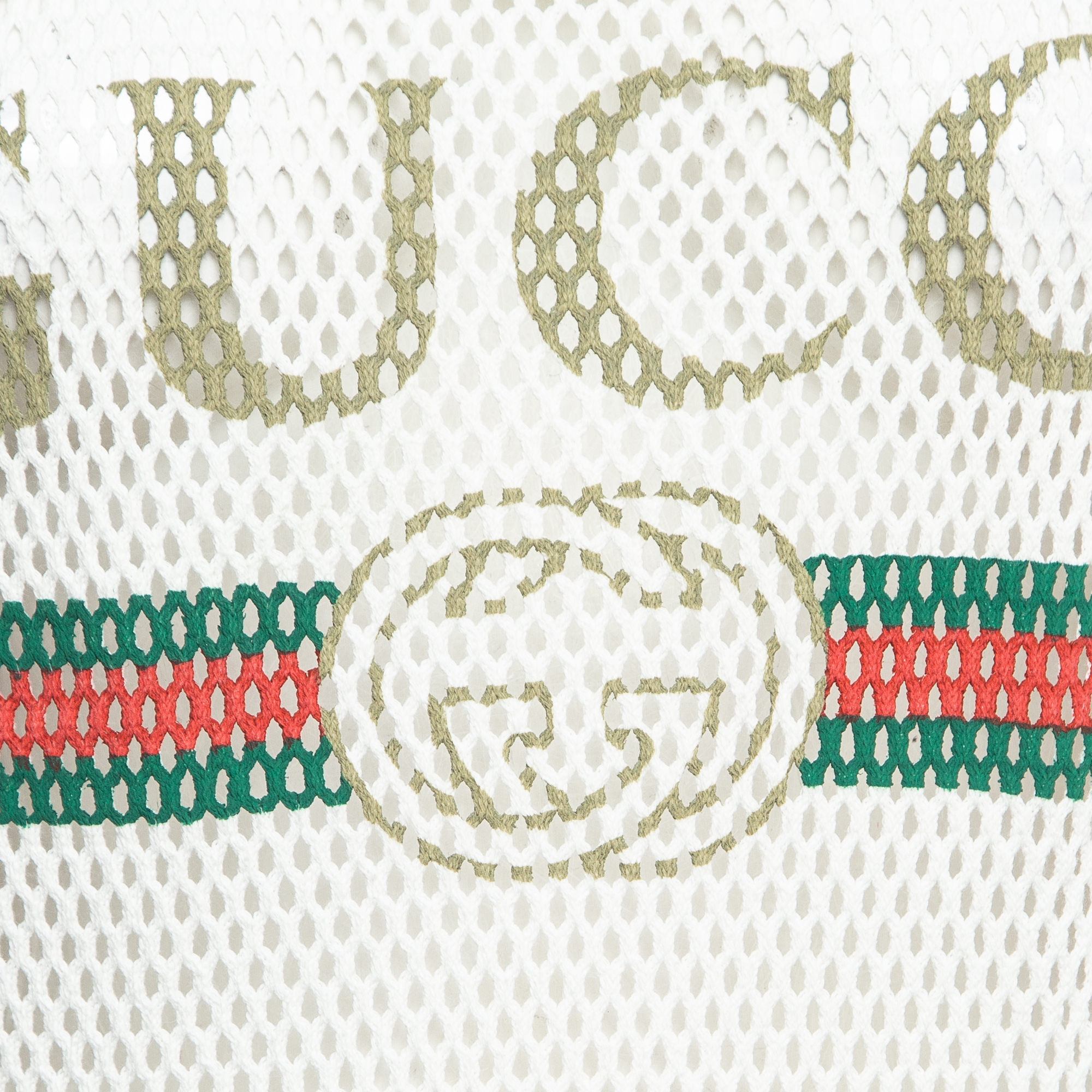 Gucci White Logo Patterned Knit Tank Top S