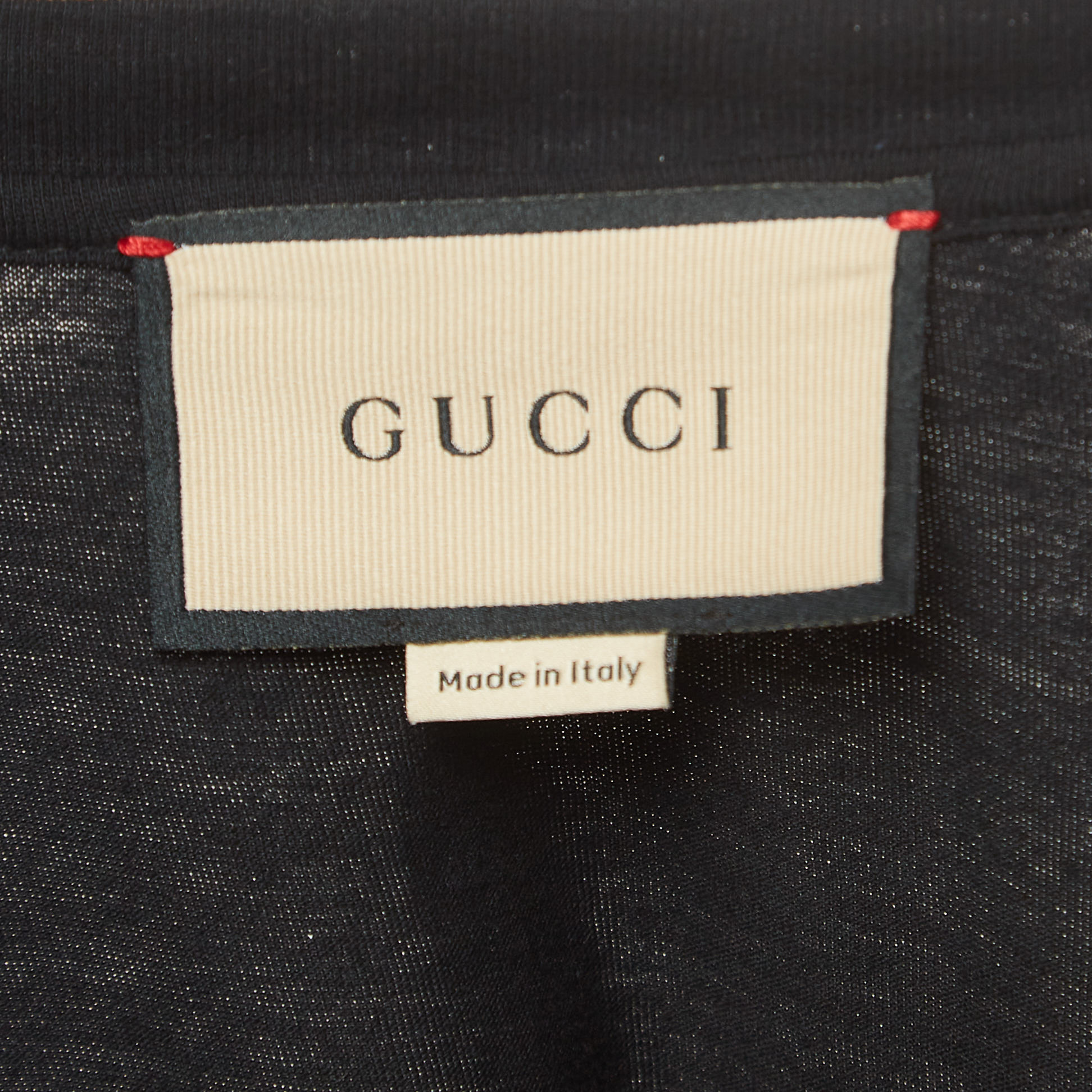 Gucci Black Logo Print Cotton Half Sleeve Oversized T-Shirt S