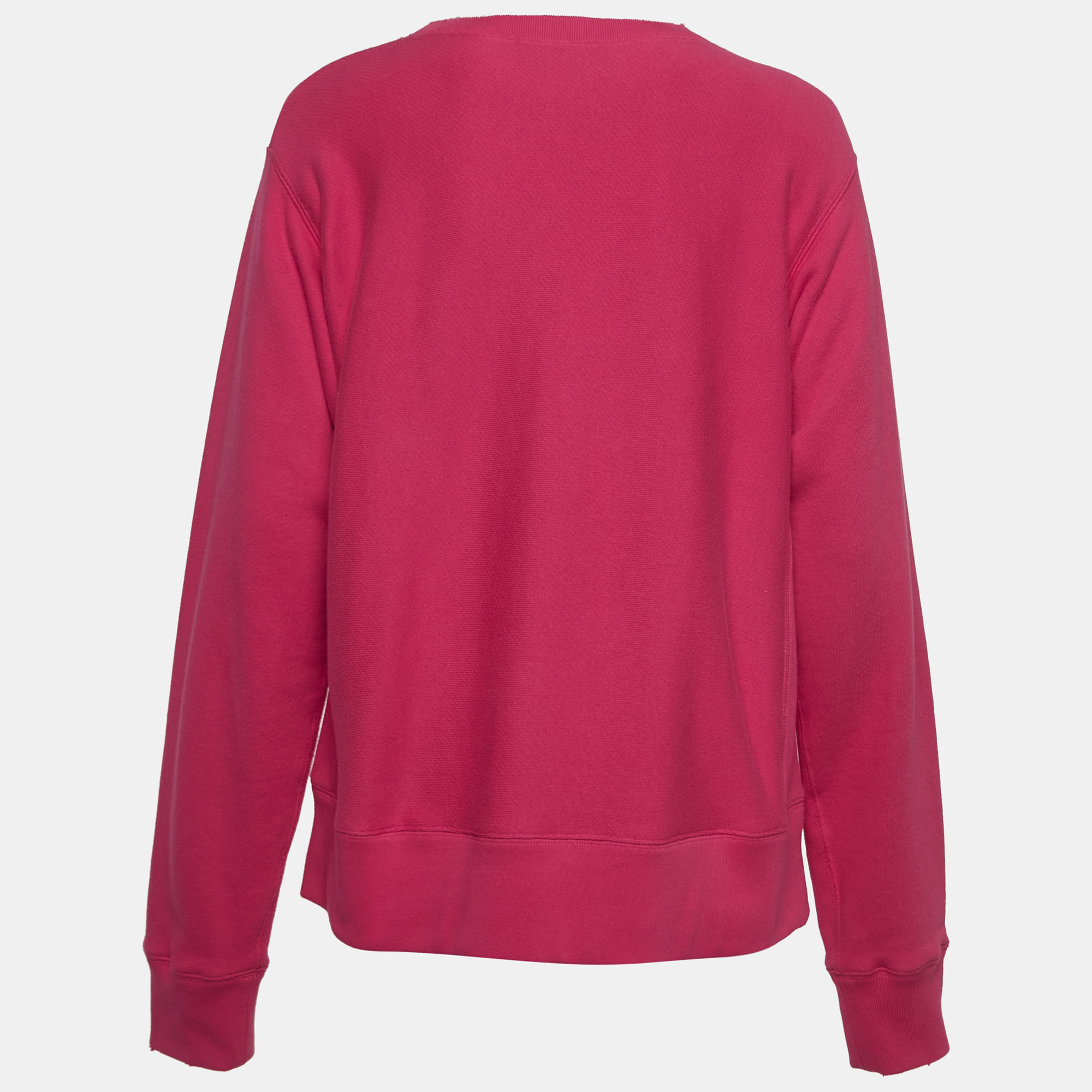 Gucci Pink Cotton Knit Embroidered Teddy Sweatshirt M