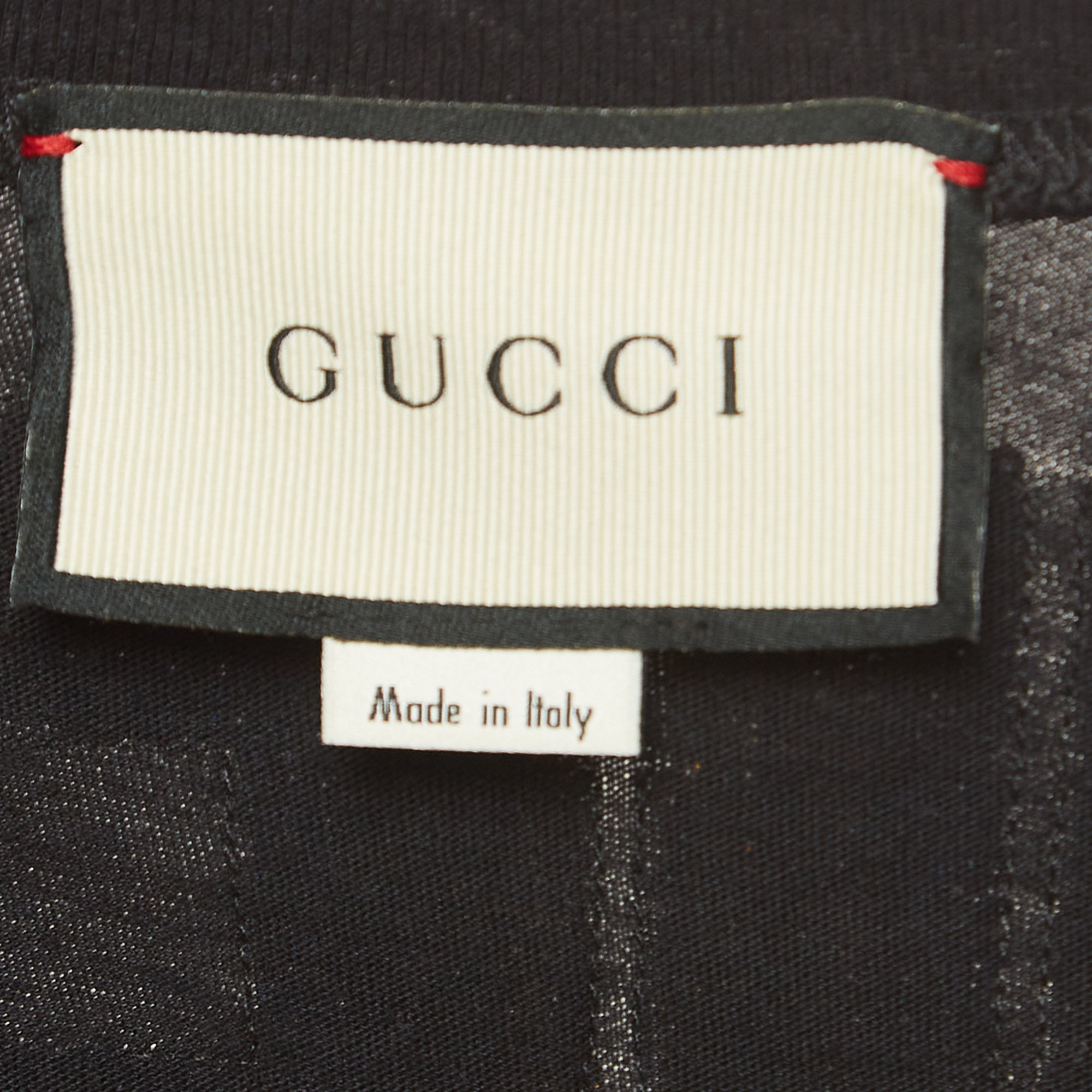 Gucci Black Cotton Sequined Dog Print T-Shirt XS
