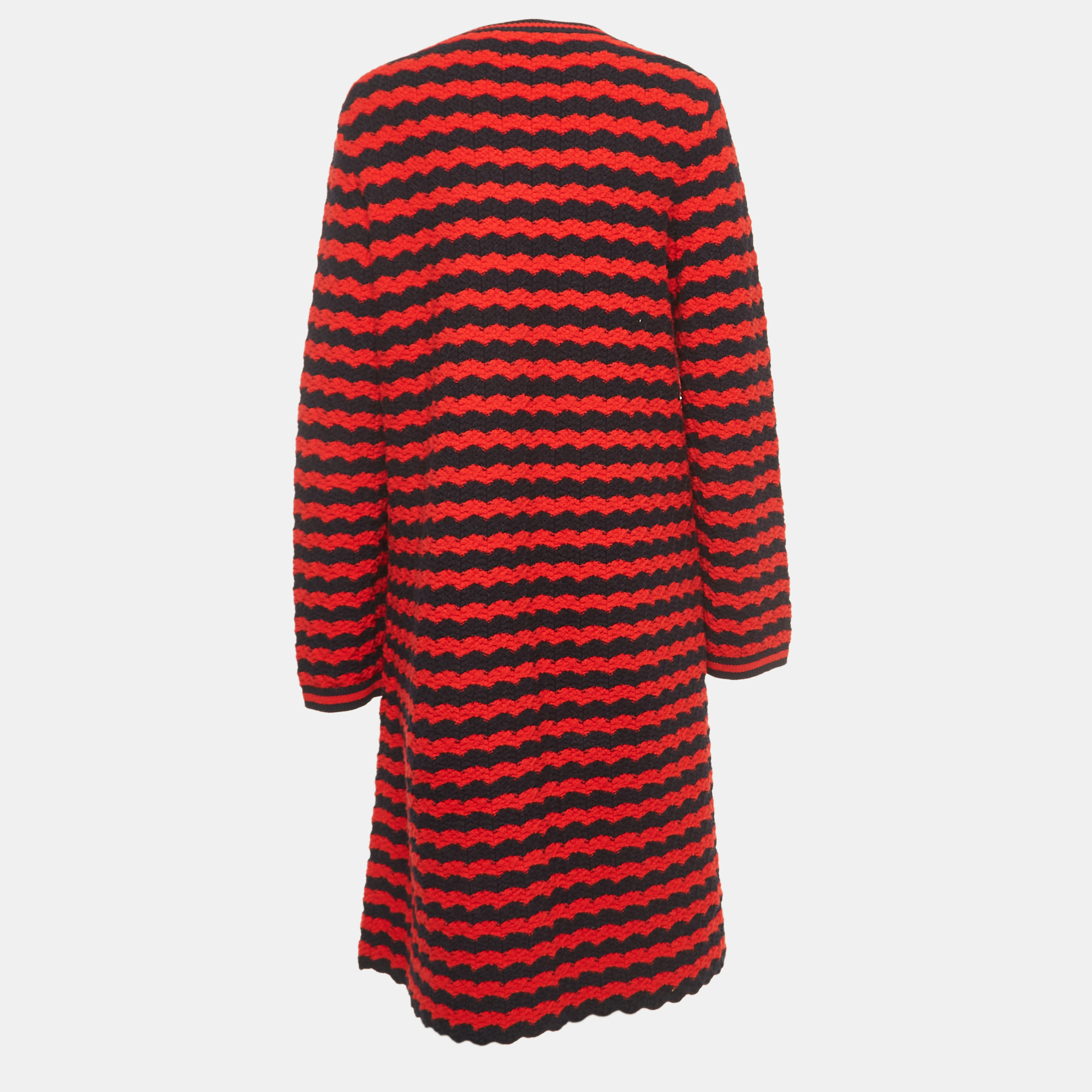 Gucci Red Striped Knit Long Cardigan M