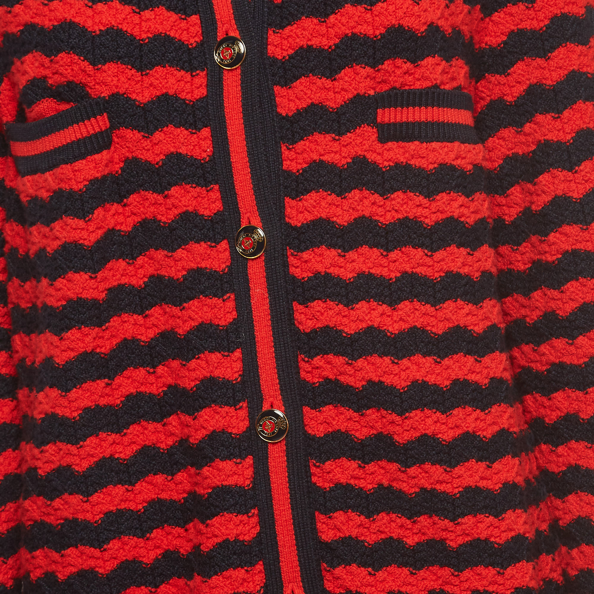 Gucci Red Striped Knit Long Cardigan M