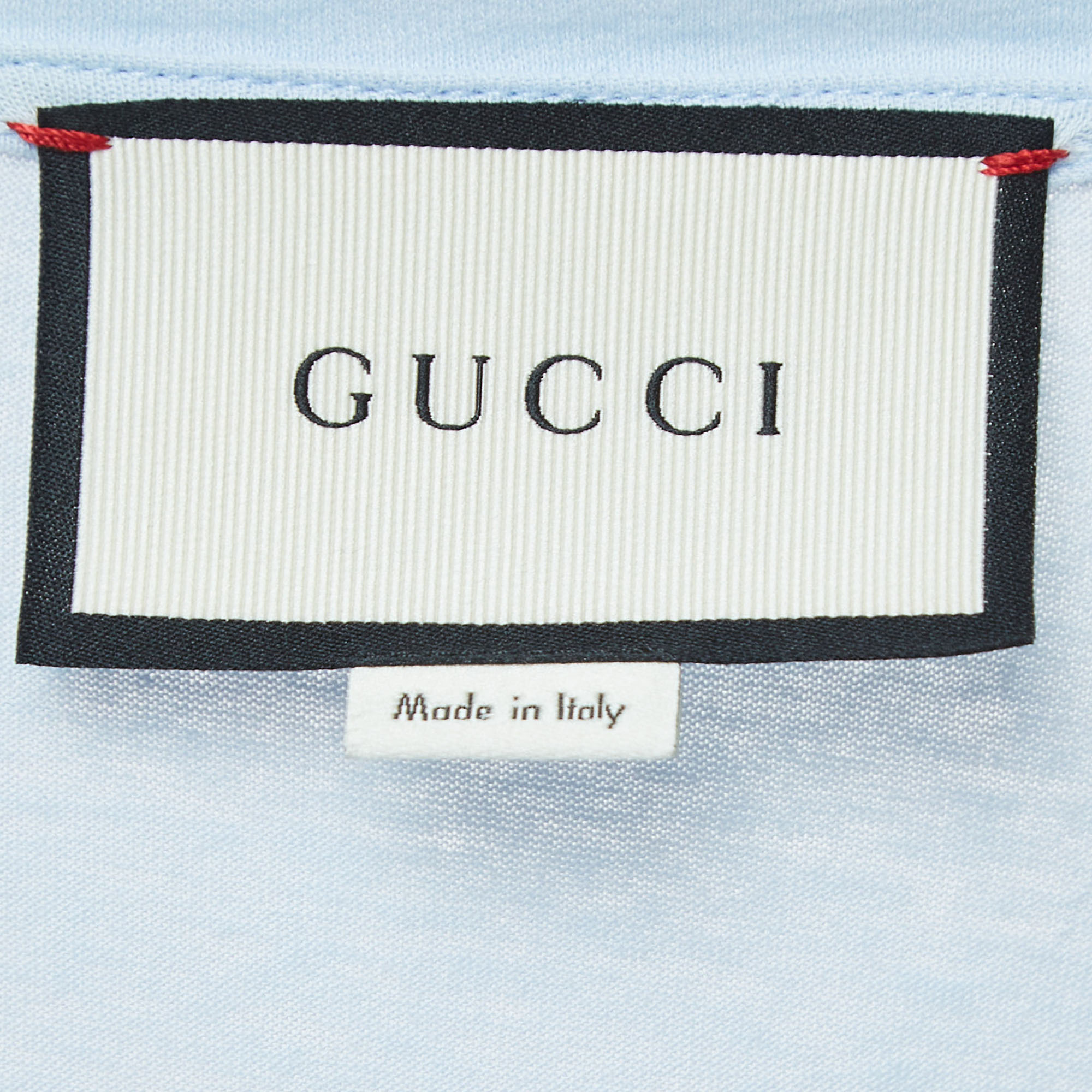 Gucci Light Blue Bee Embroidered Cotton T-Shirt S