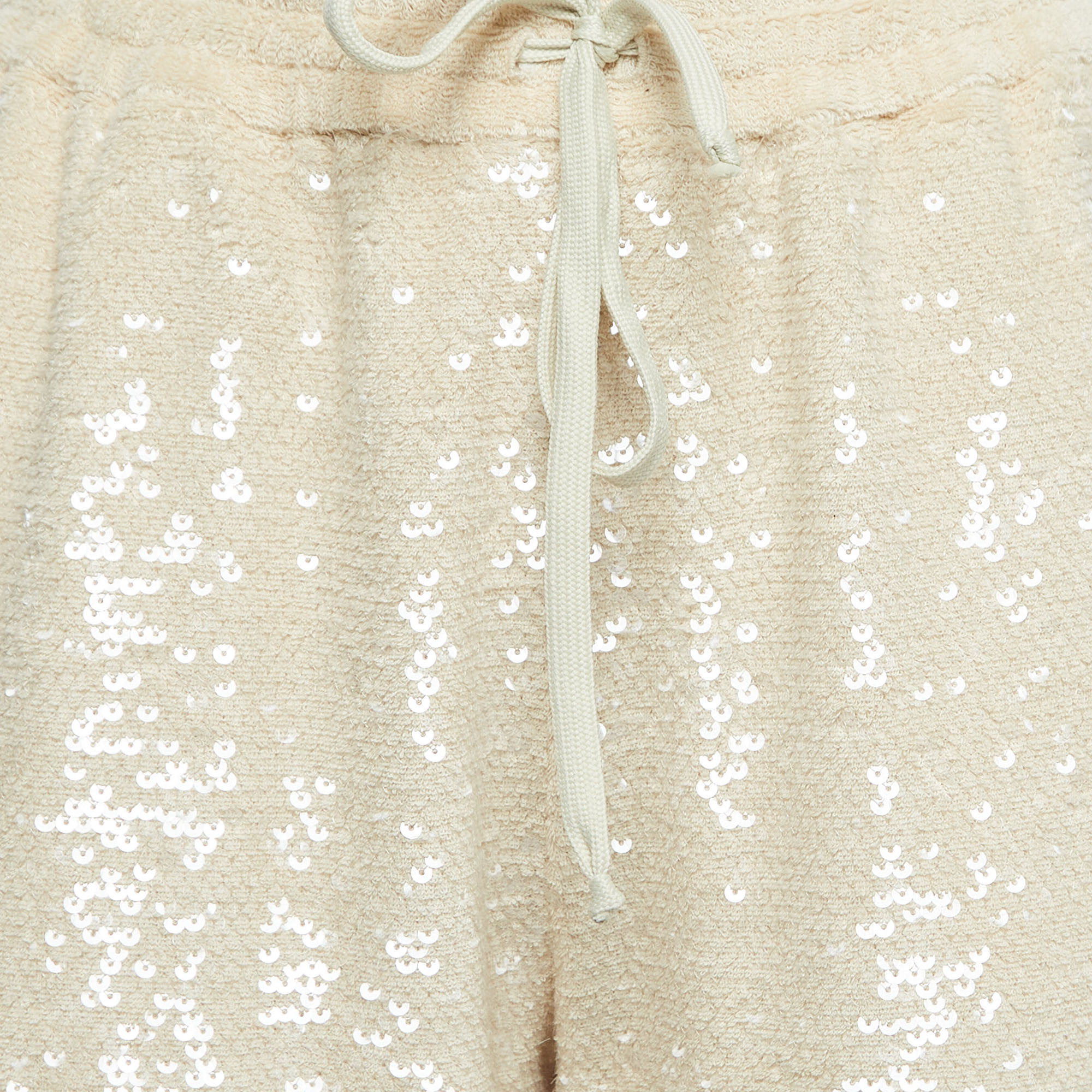 Gucci Beige Sequined Cotton Drawstring Joggers L