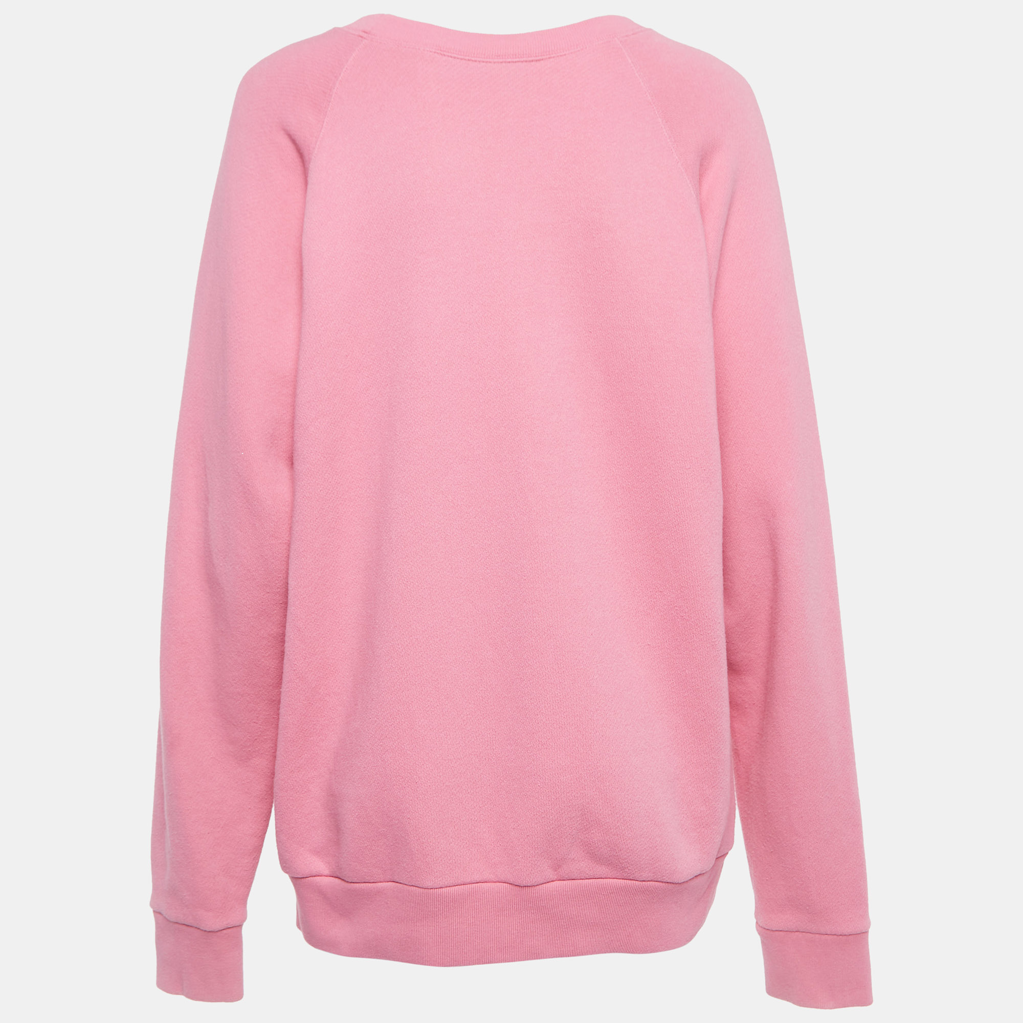 Gucci Pink Mystic Cat Logo Print Cotton Sweatshirt M