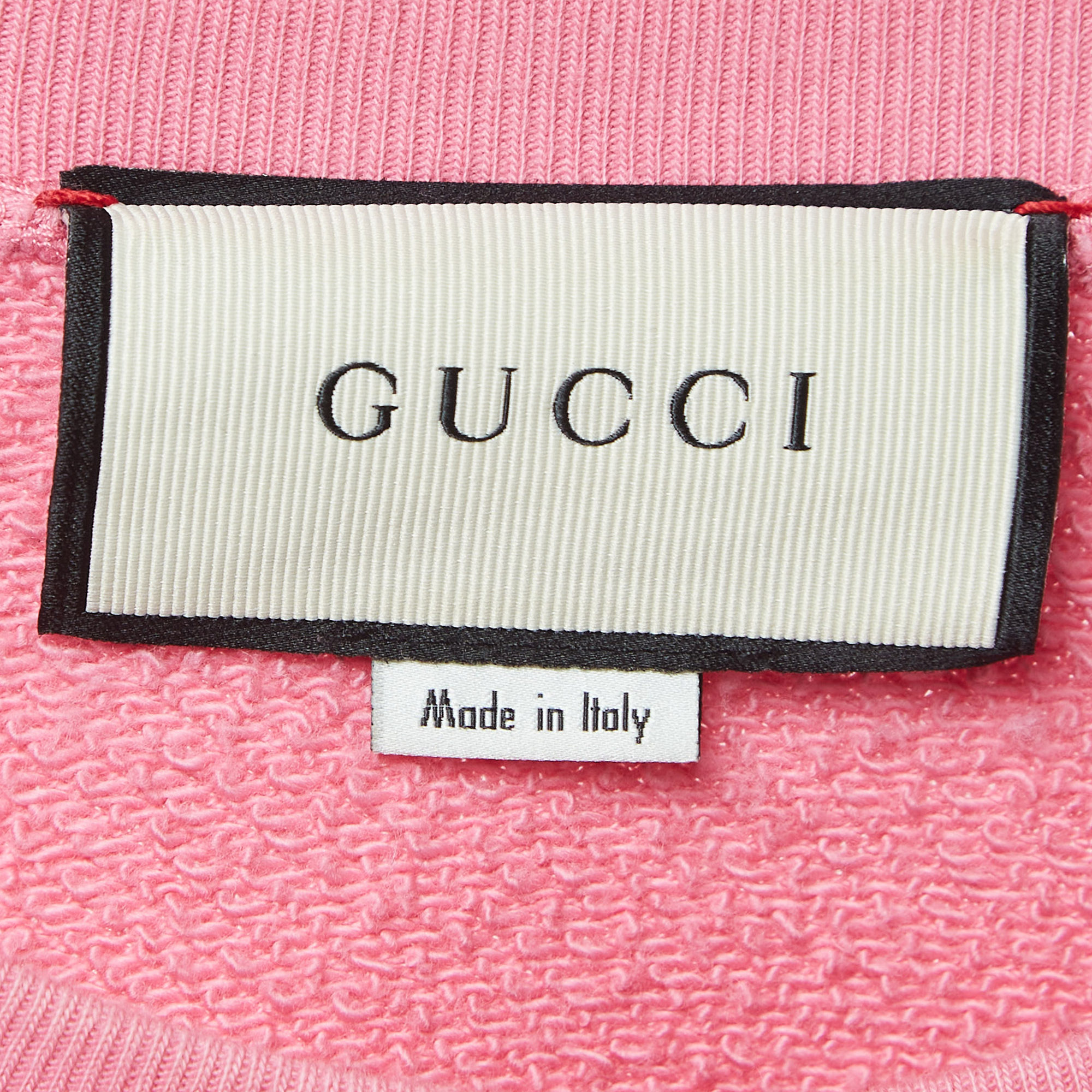 Gucci Pink Mystic Cat Logo Print Cotton Sweatshirt M