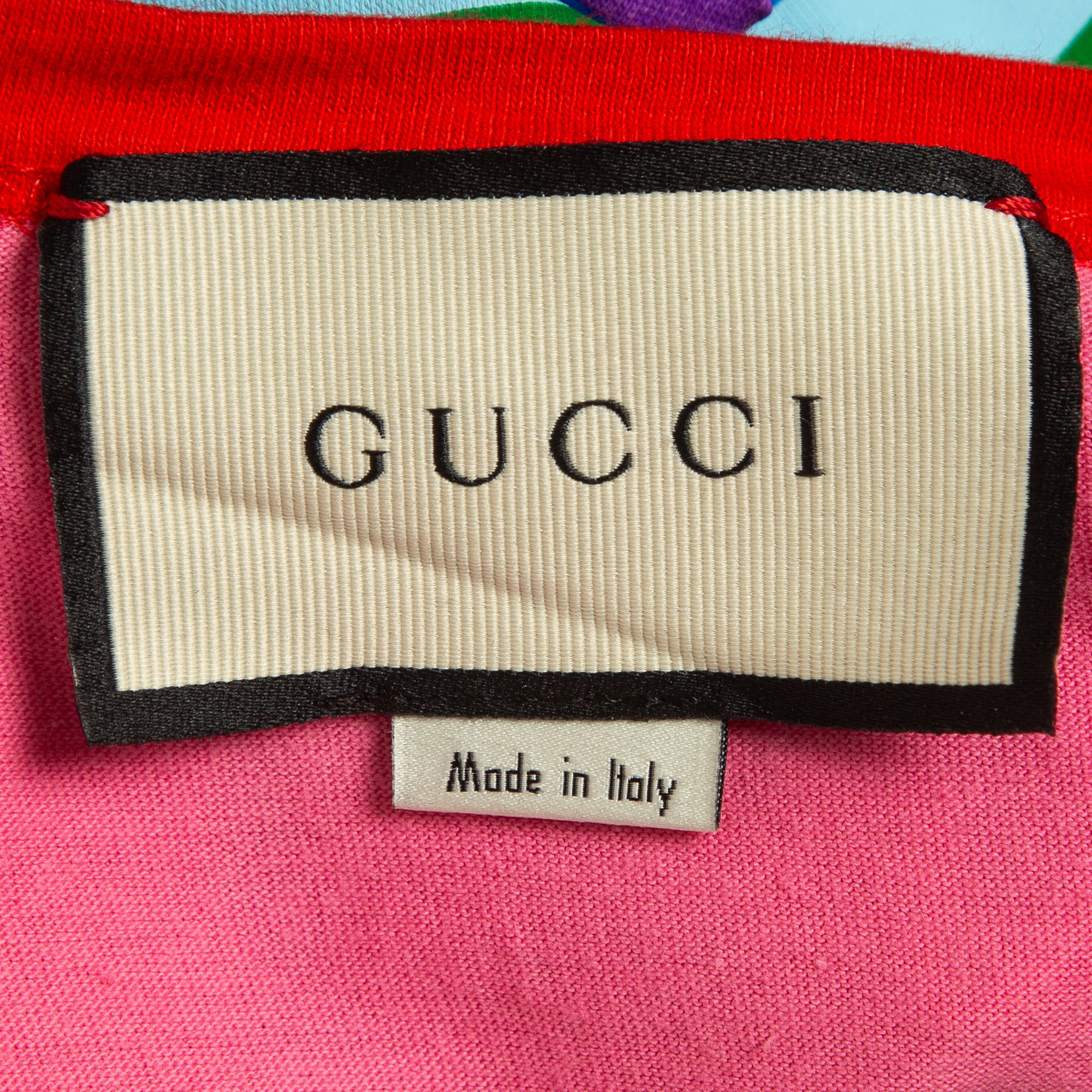 Gucci Pink Rainbow Print Cotton T-Shirt XS